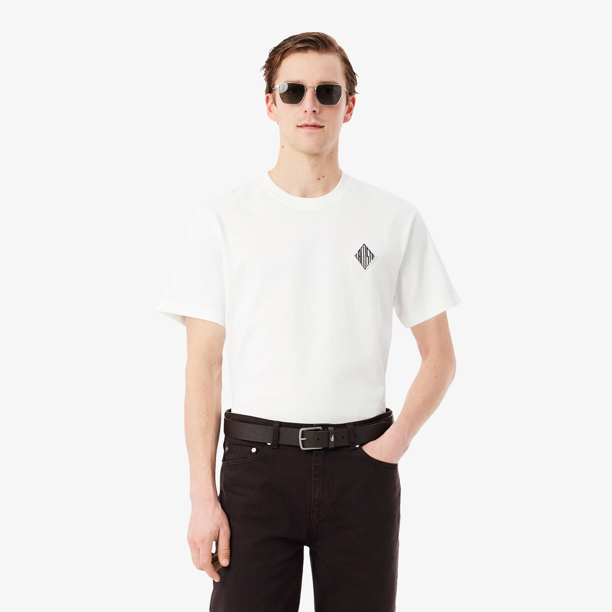 Classic Fit Heavy Badge Accent T-Shirt - White