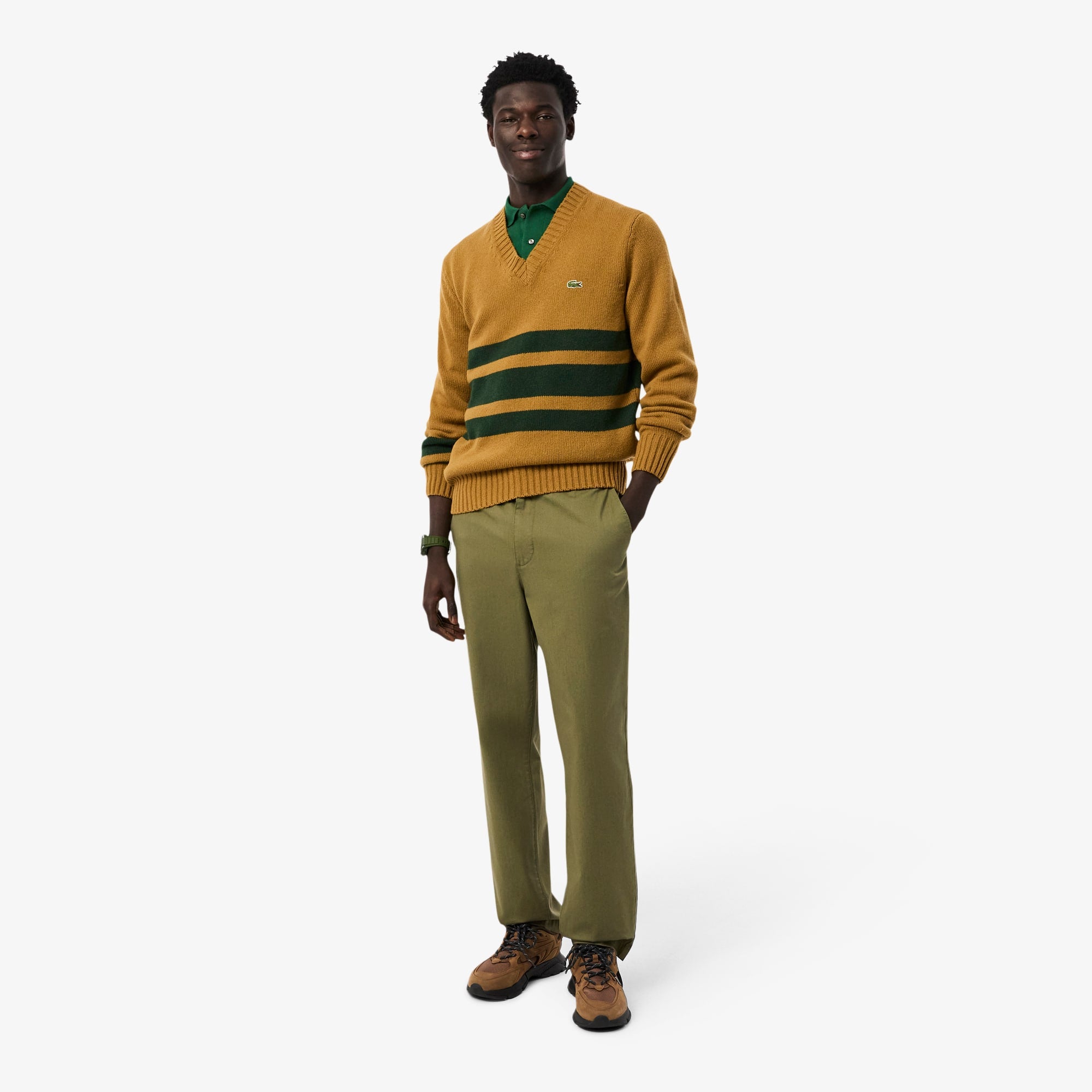 Men's Regular Fit Cotton Chino Pants - Khaki Green