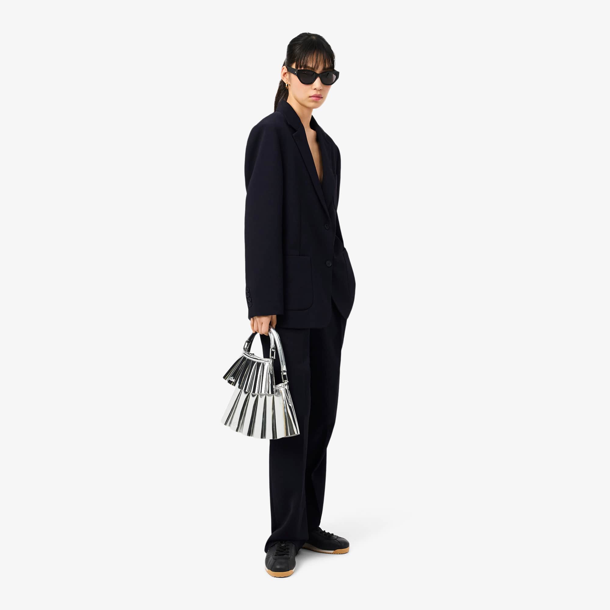 Oversized Fluid Piqué Suit Pants - Abysm blue