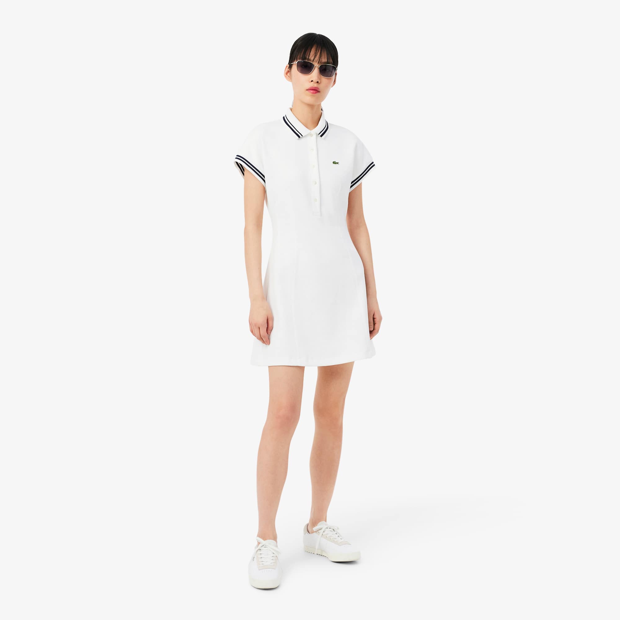 Made In France Polo Dress - White / Navy Blue