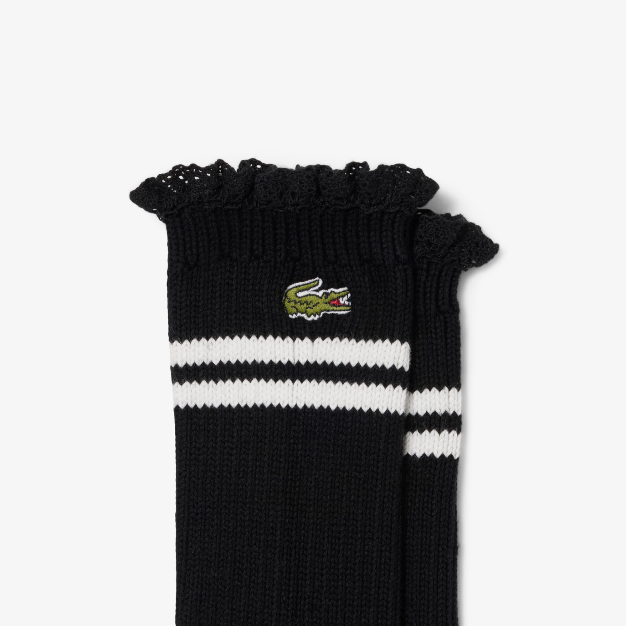 Women's Lace Edge Ribbed Socks - Black