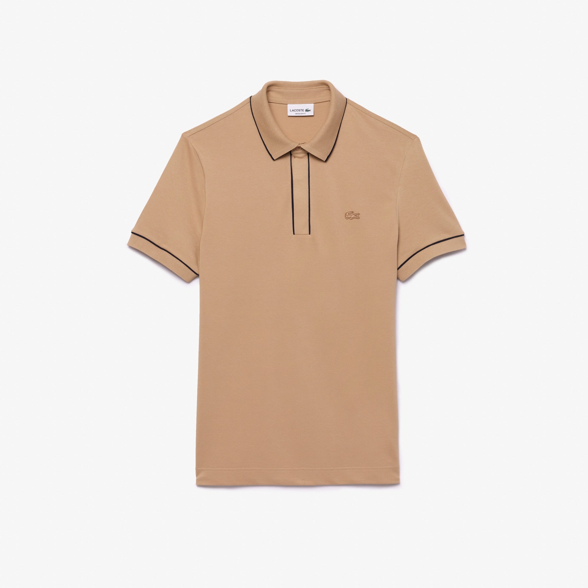 Men's Regular Fit Paris Stretch Piqué Polo - Beige