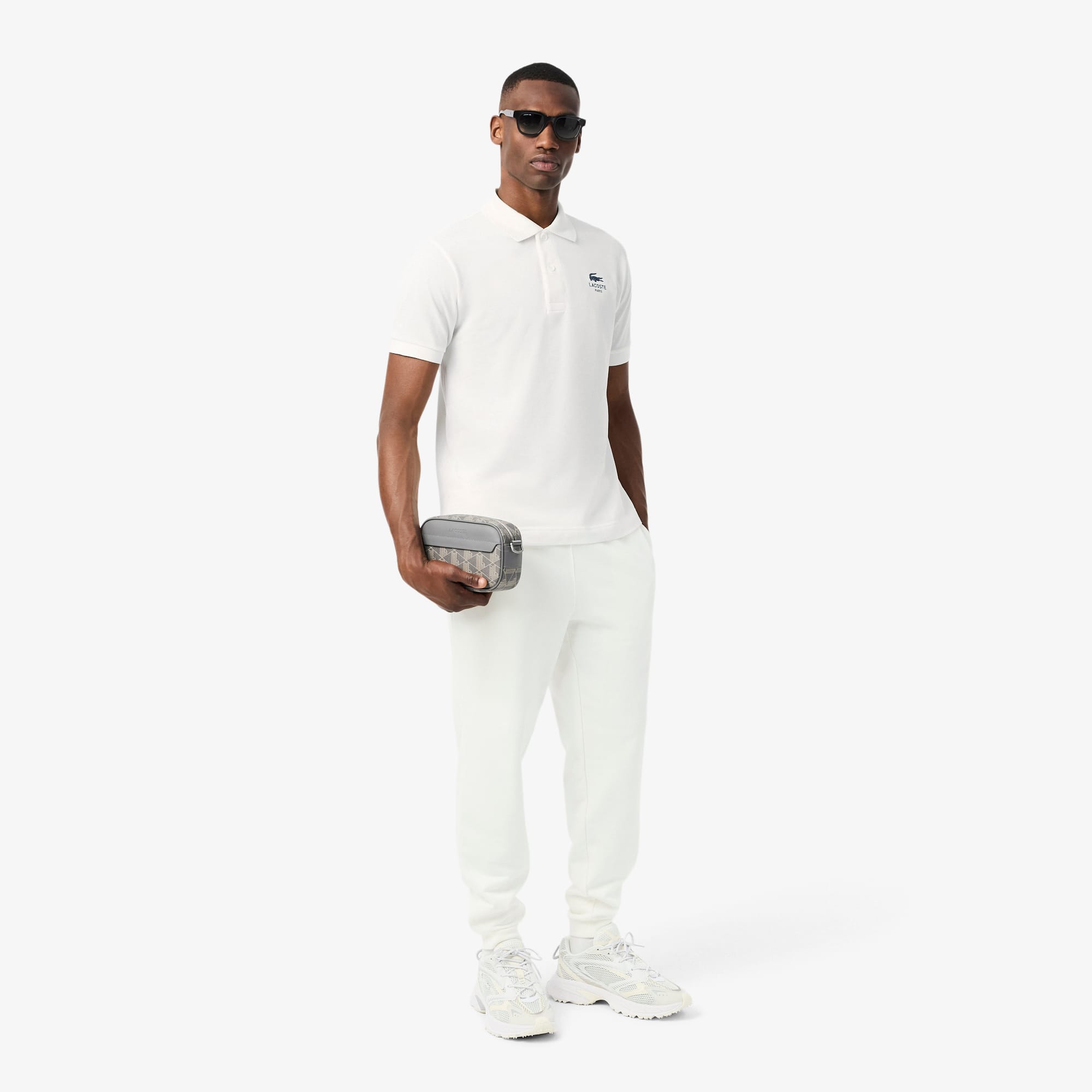 Unisex Classic Fit Signature Print Polo - White
