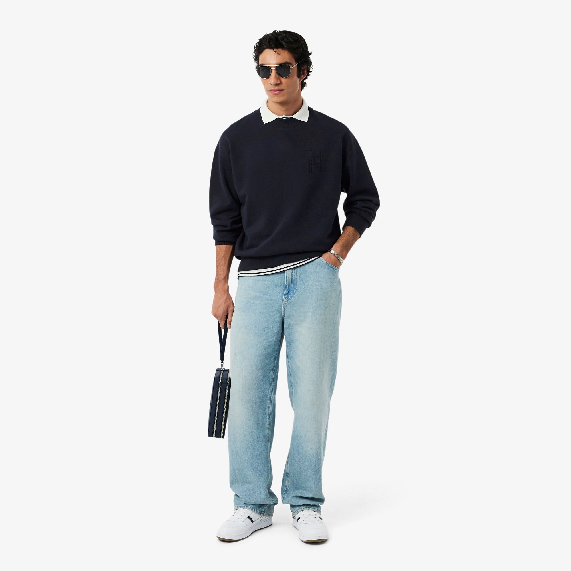 Embroidered Fleece Sweatshirt - Black