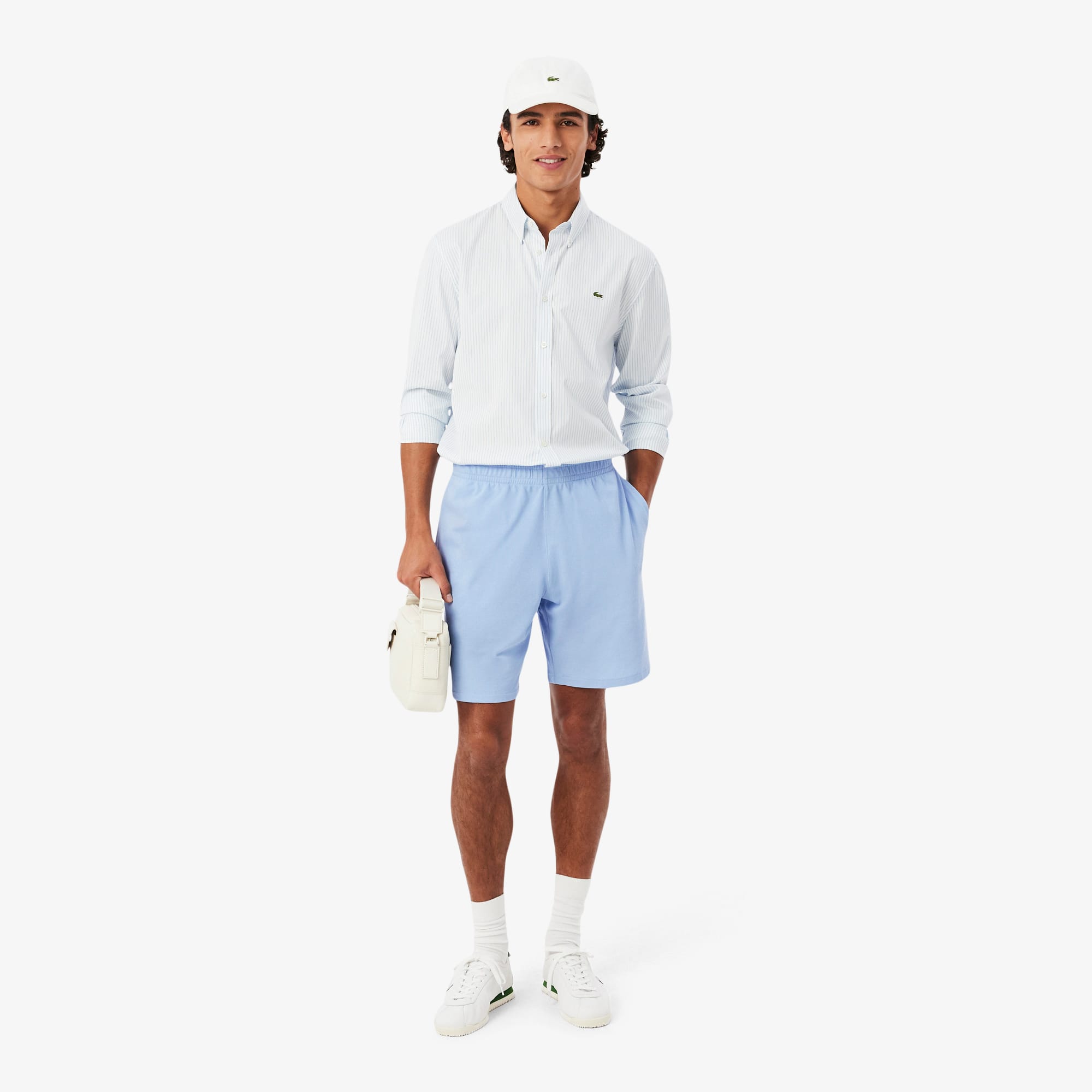 Piqué Relaxed Fit Shorts - Light Blue