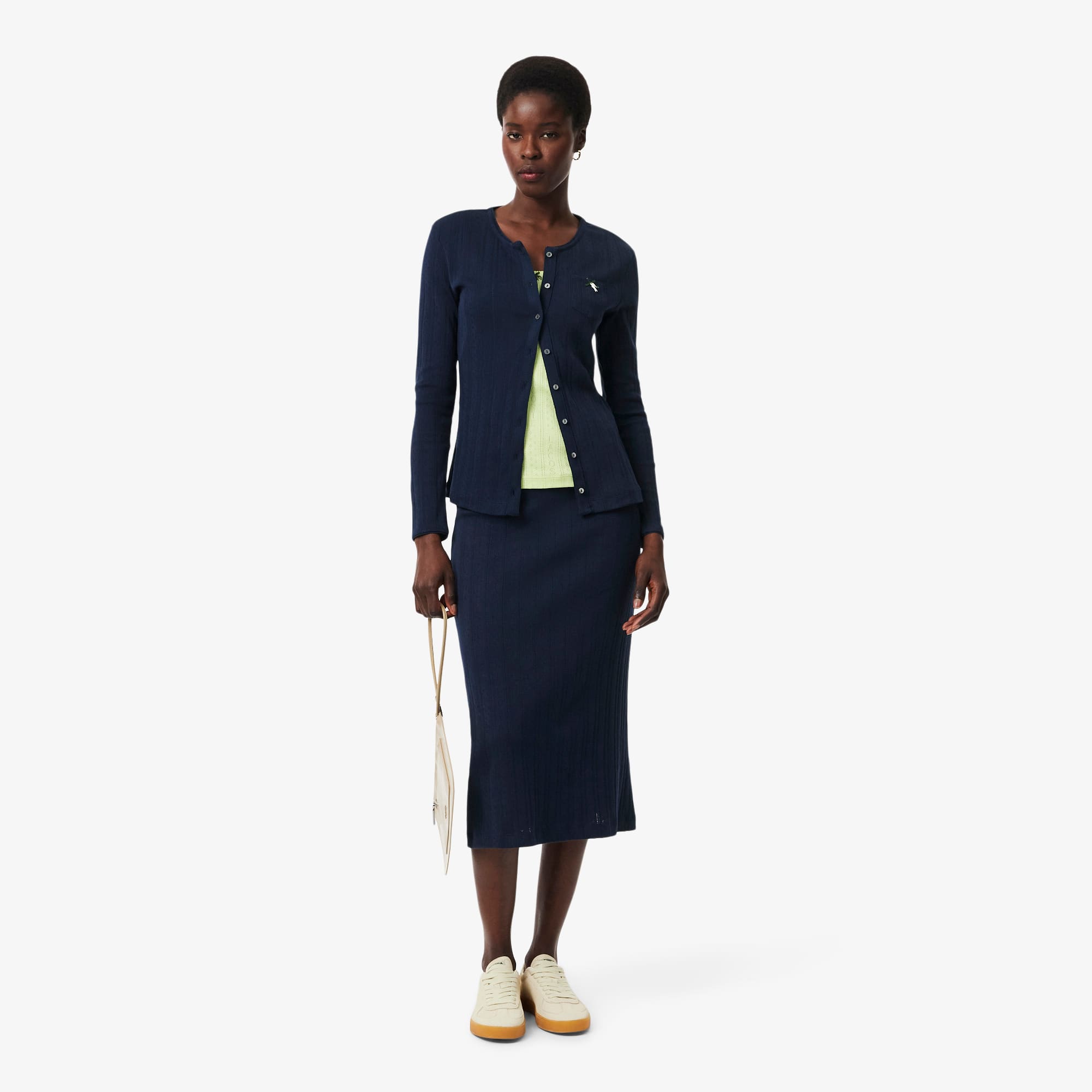 Cotton Midi Skirt - Navy Blue