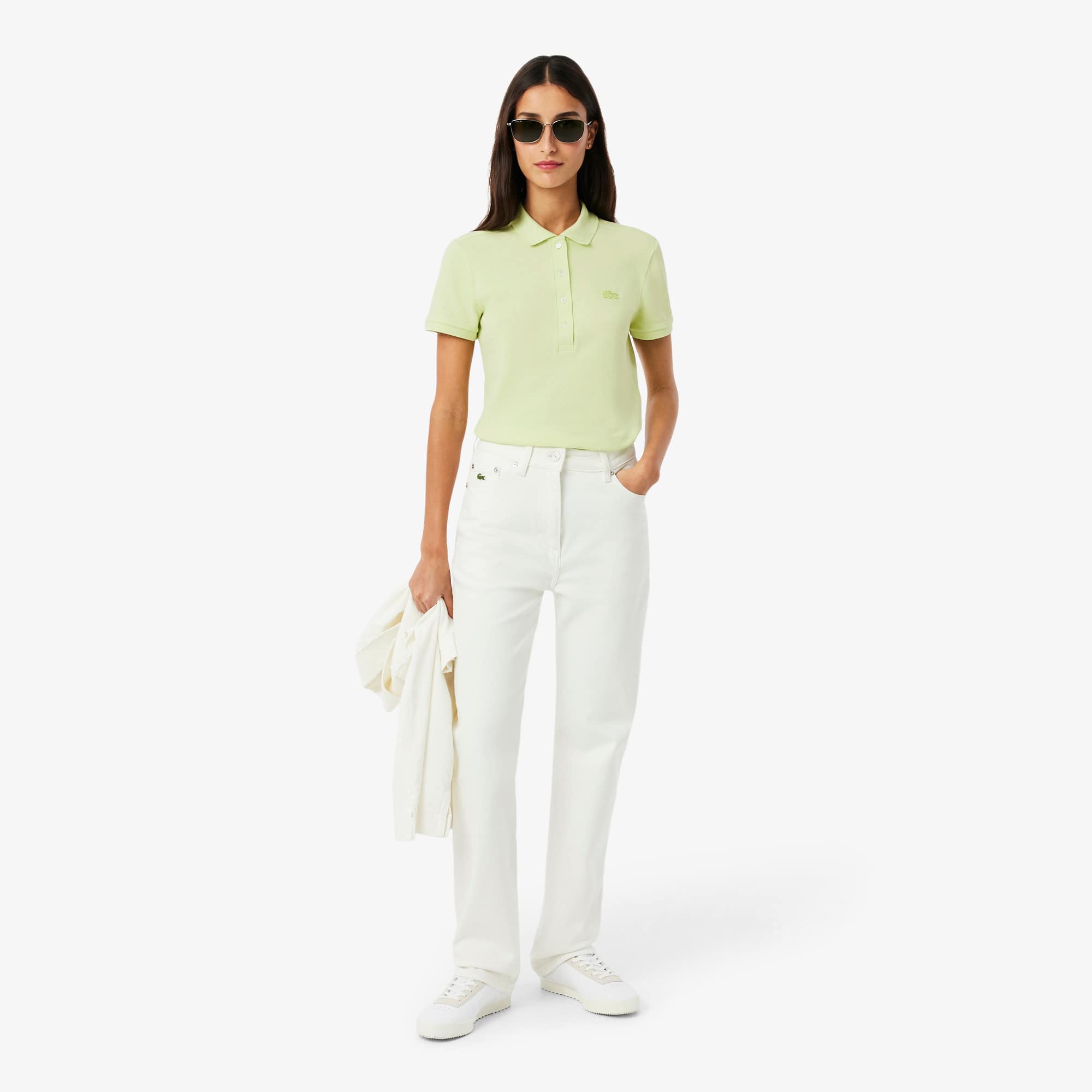 Women's L.12.D Slim Fit Stretch Mini Piqué Polo - Green