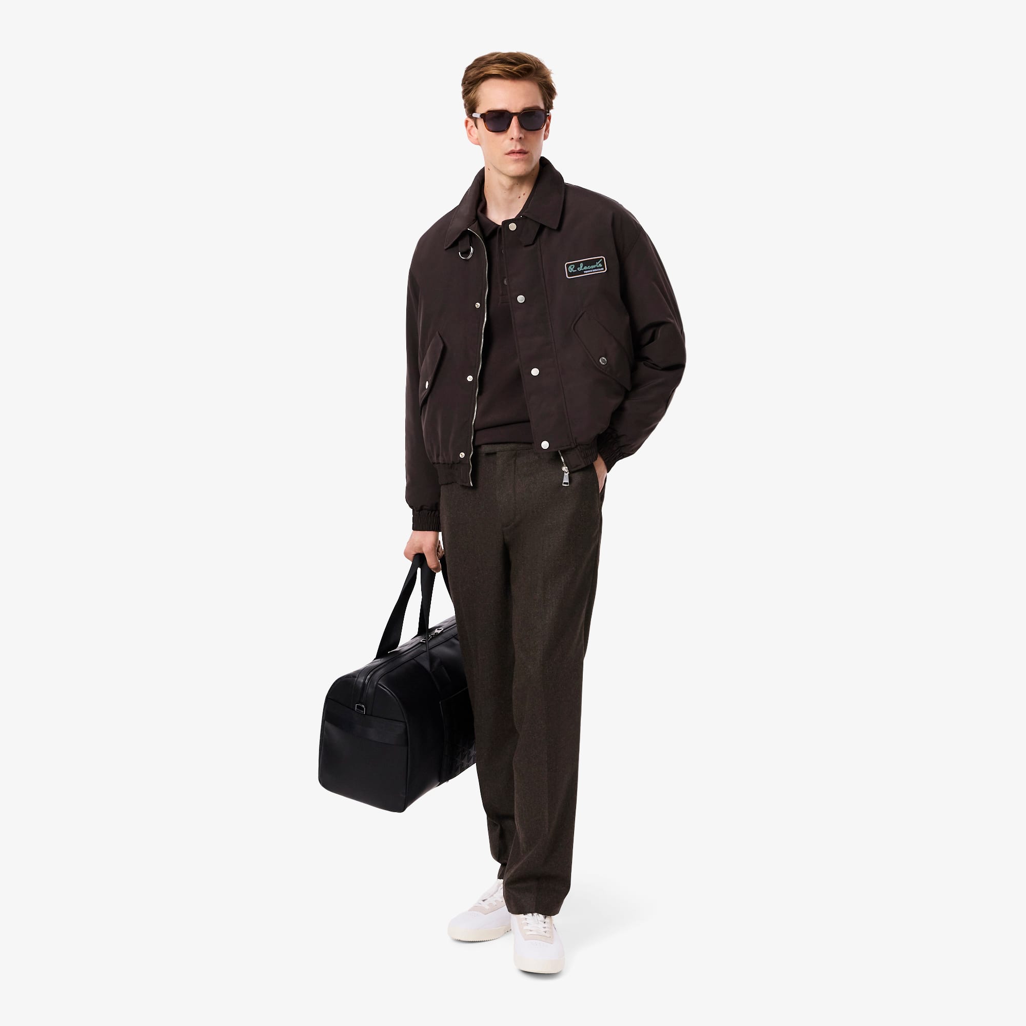 Men's Straight Fit Chevron Wool Pants - Brown