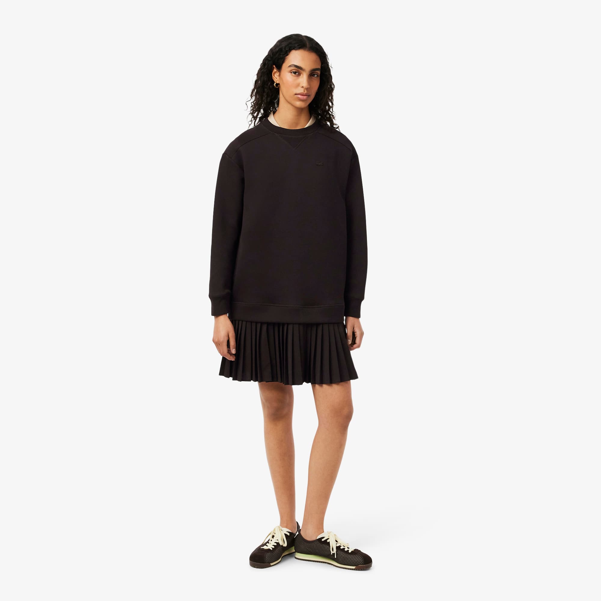 Oversized Cotton Sweatshirt Dress - Brown