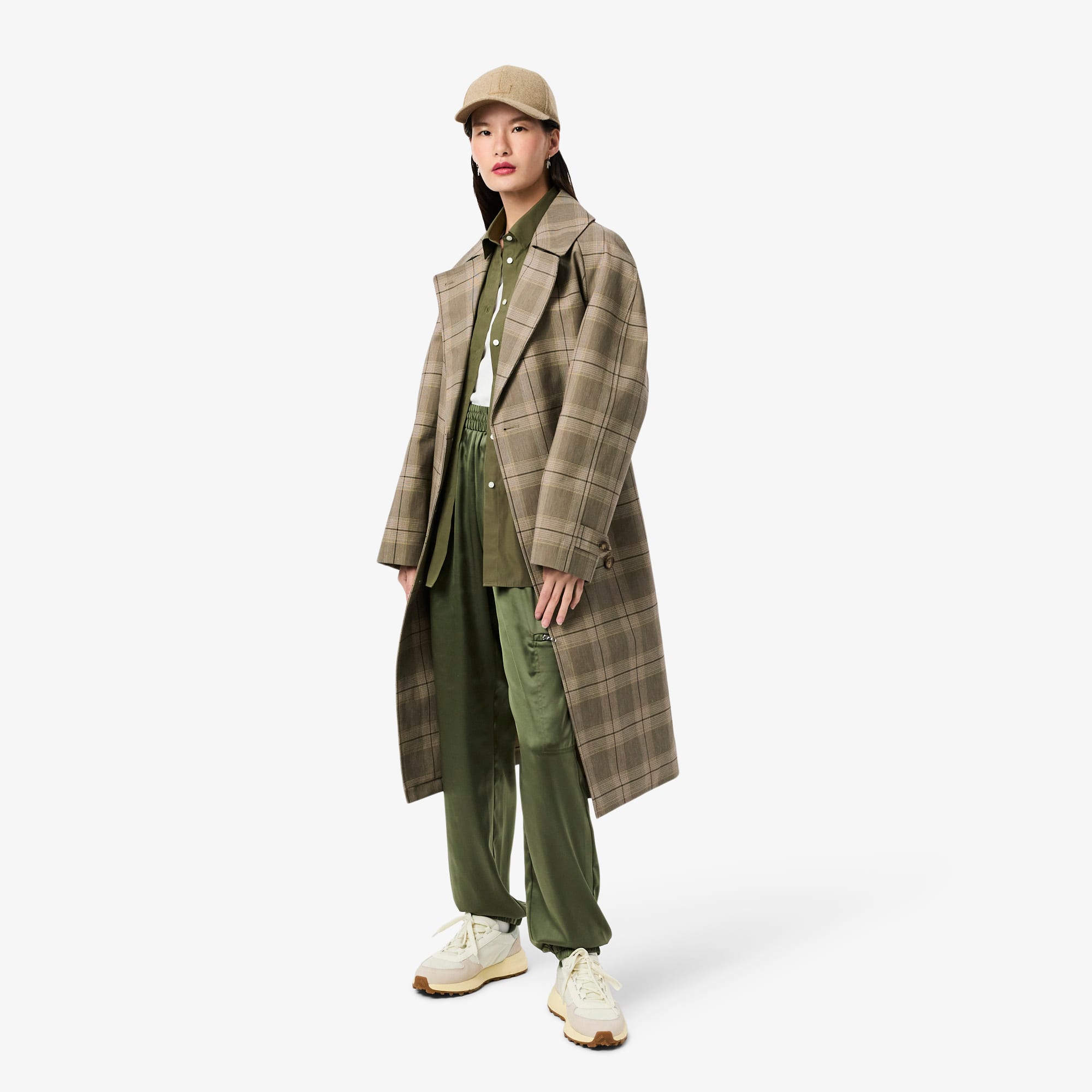 Women's Oversized Cotton Button Down Shirt - Khaki Green
