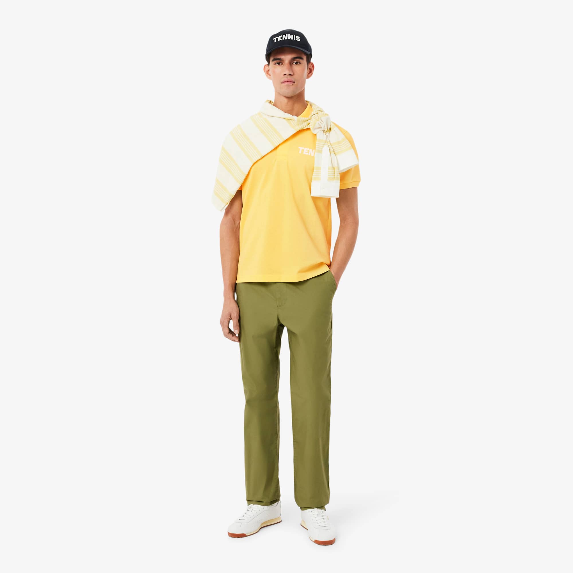 Classic Fit Printed Petit Piqué Polo - Pastel yellow