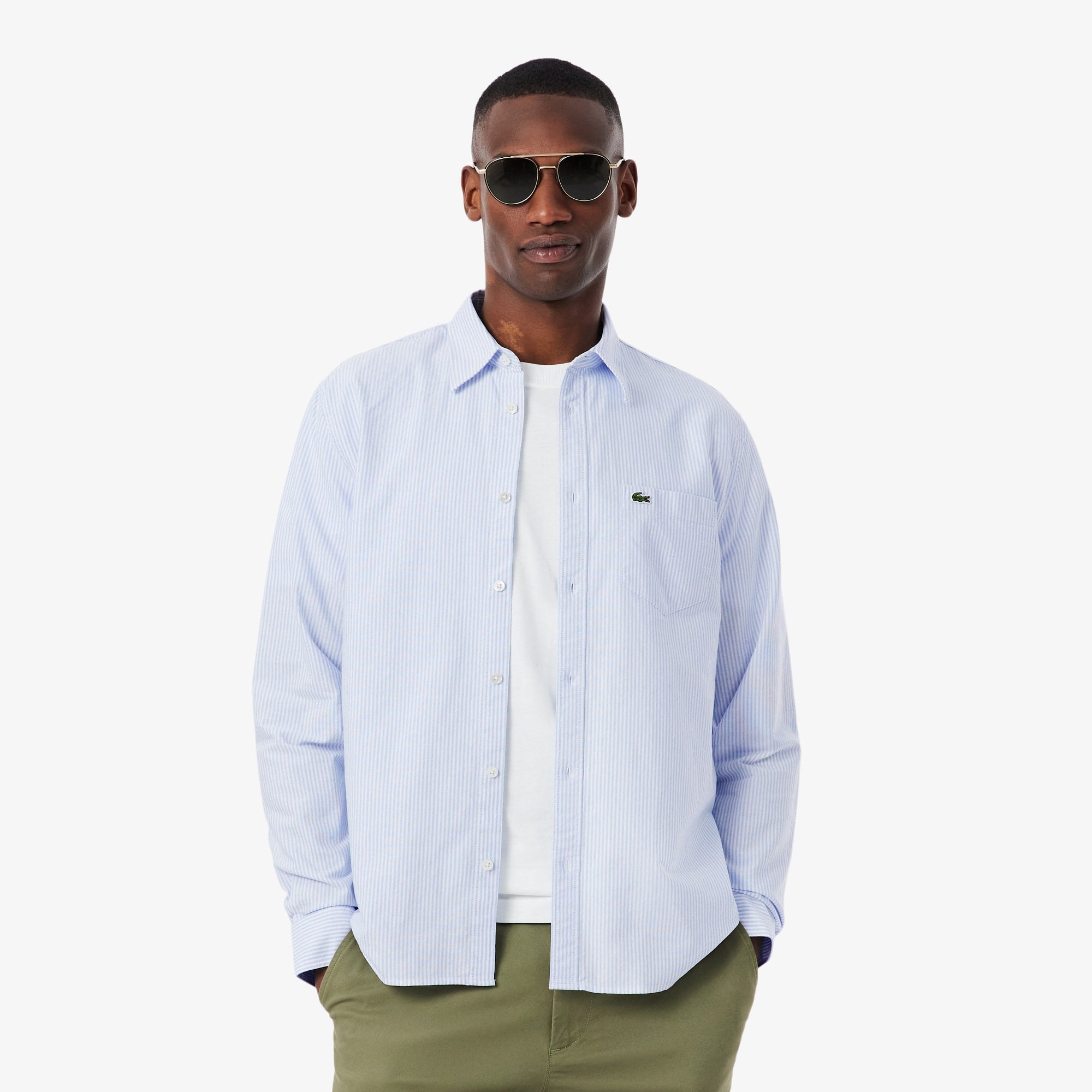 Men's Regular Fit Striped Oxford Shirt - Blue / White