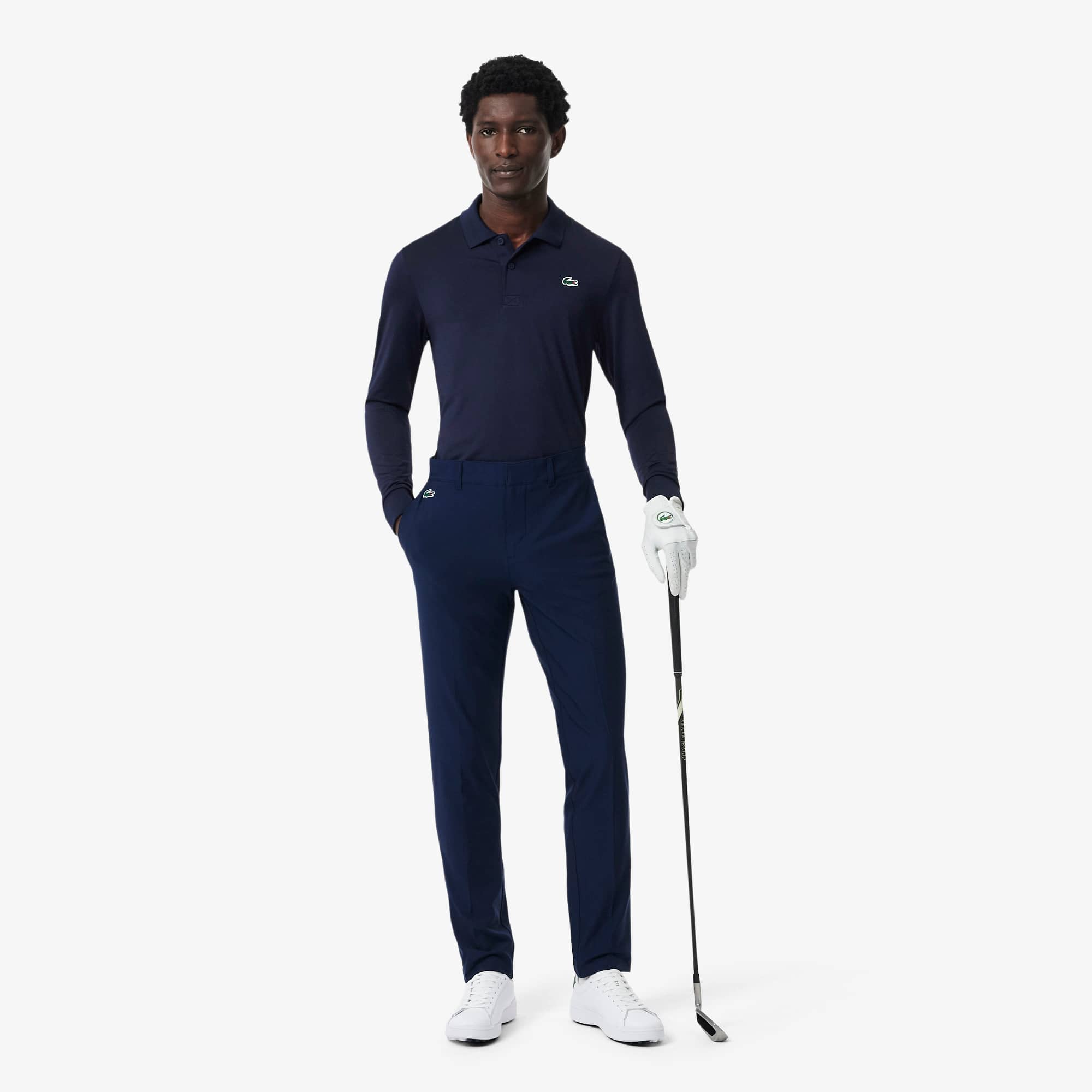 Regular Fit Ultra Dry Long Sleeved Golf Polo - Navy Blue
