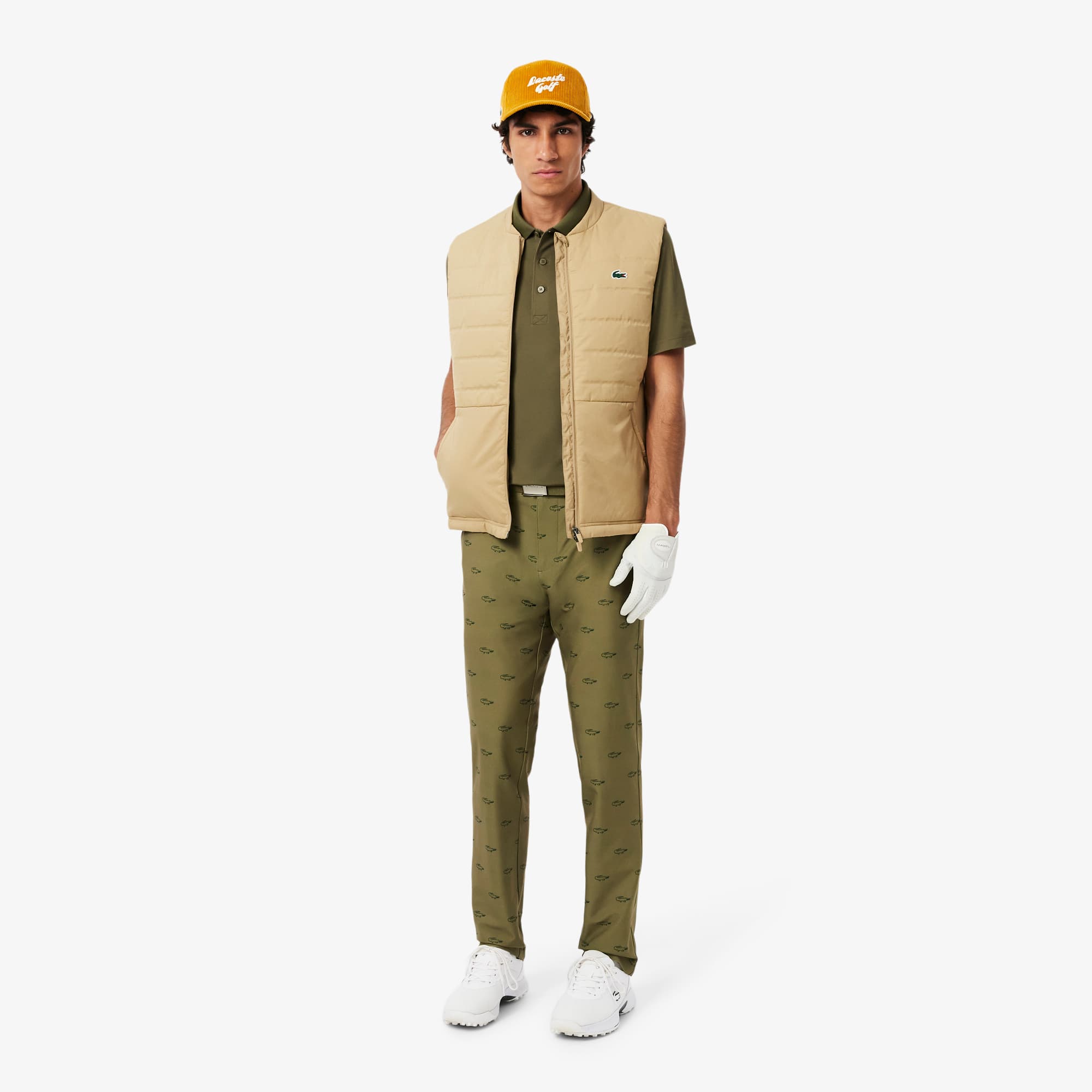 Men's Regular Fit UV Protect Golf Polo - Khaki Green