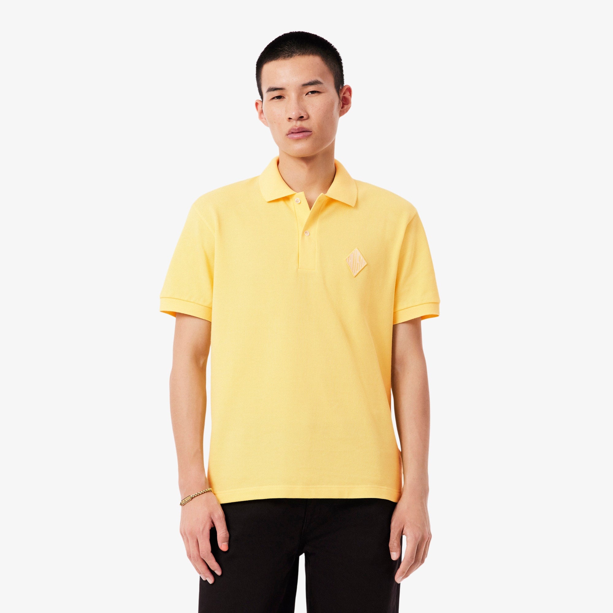 Classic Fit Badge Accent Piqué Polo - Pastel yellow