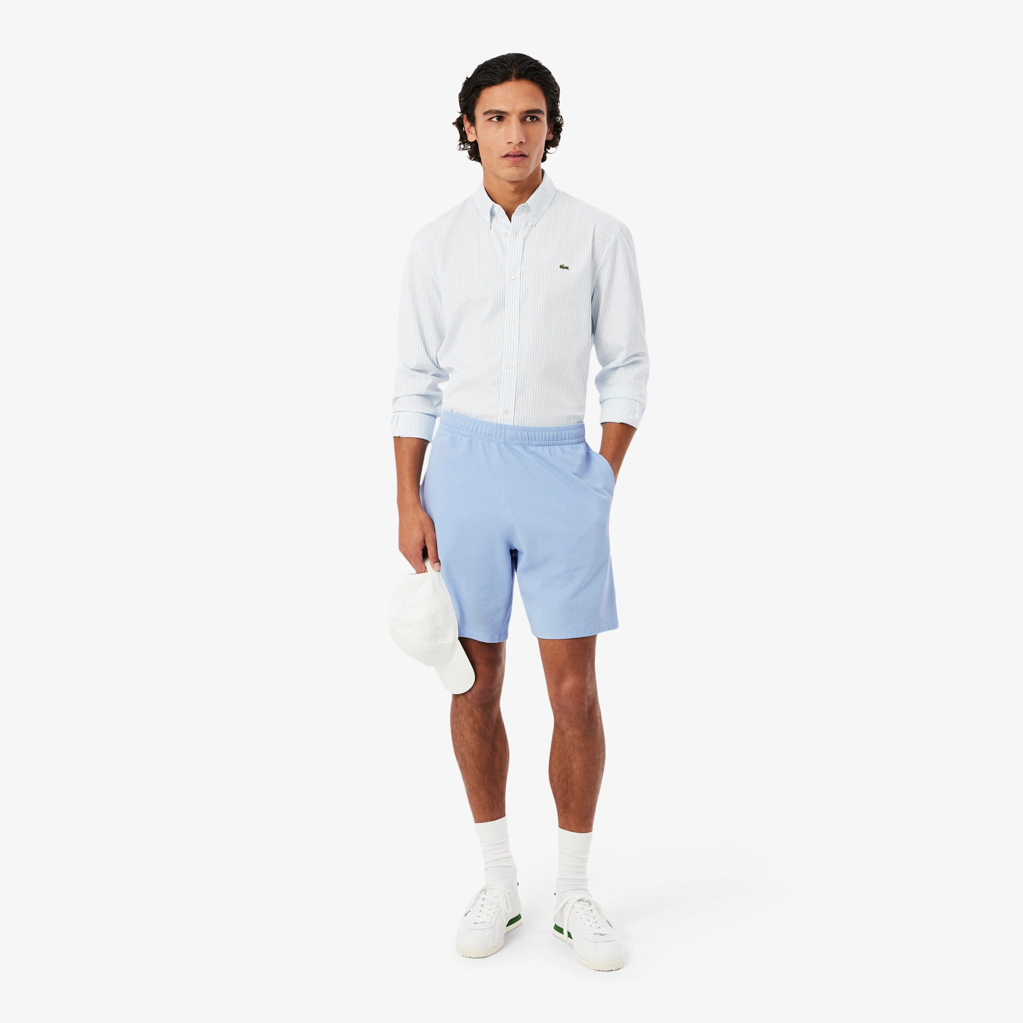 Piqué Relaxed Fit Shorts - Light Blue