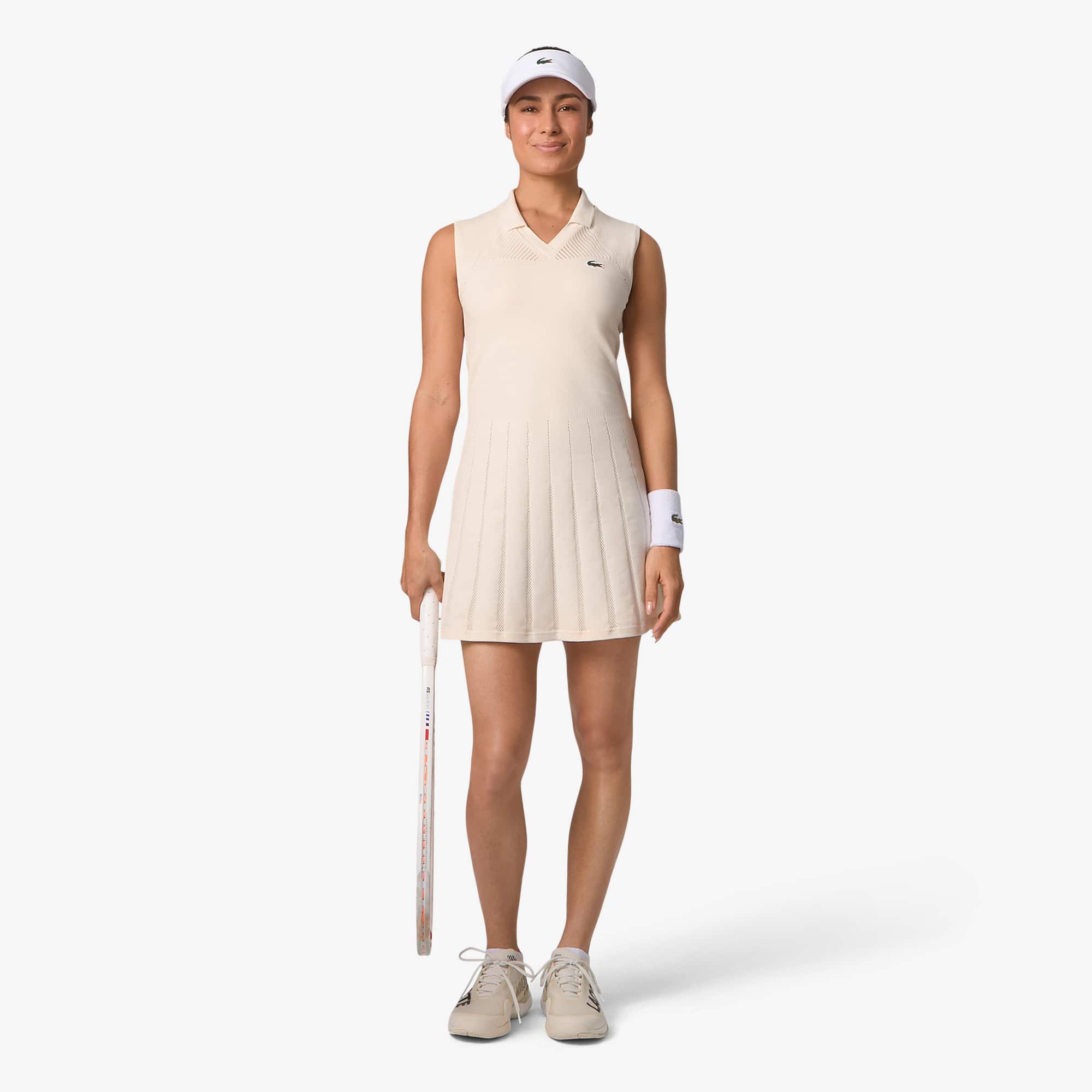 Women's Stretch Tennis Dress & Shorts - White / Khaki Green