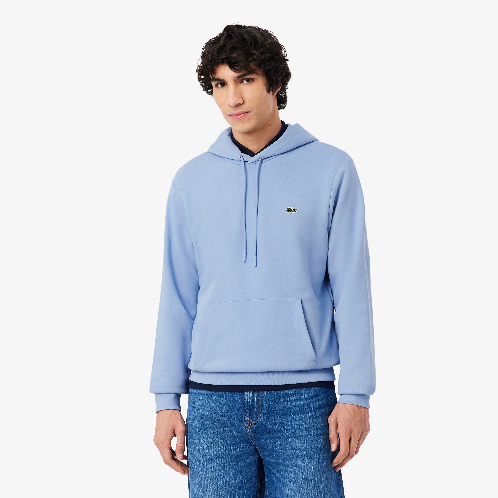 Men's Cotton Fleece Hoodie - Light Blue