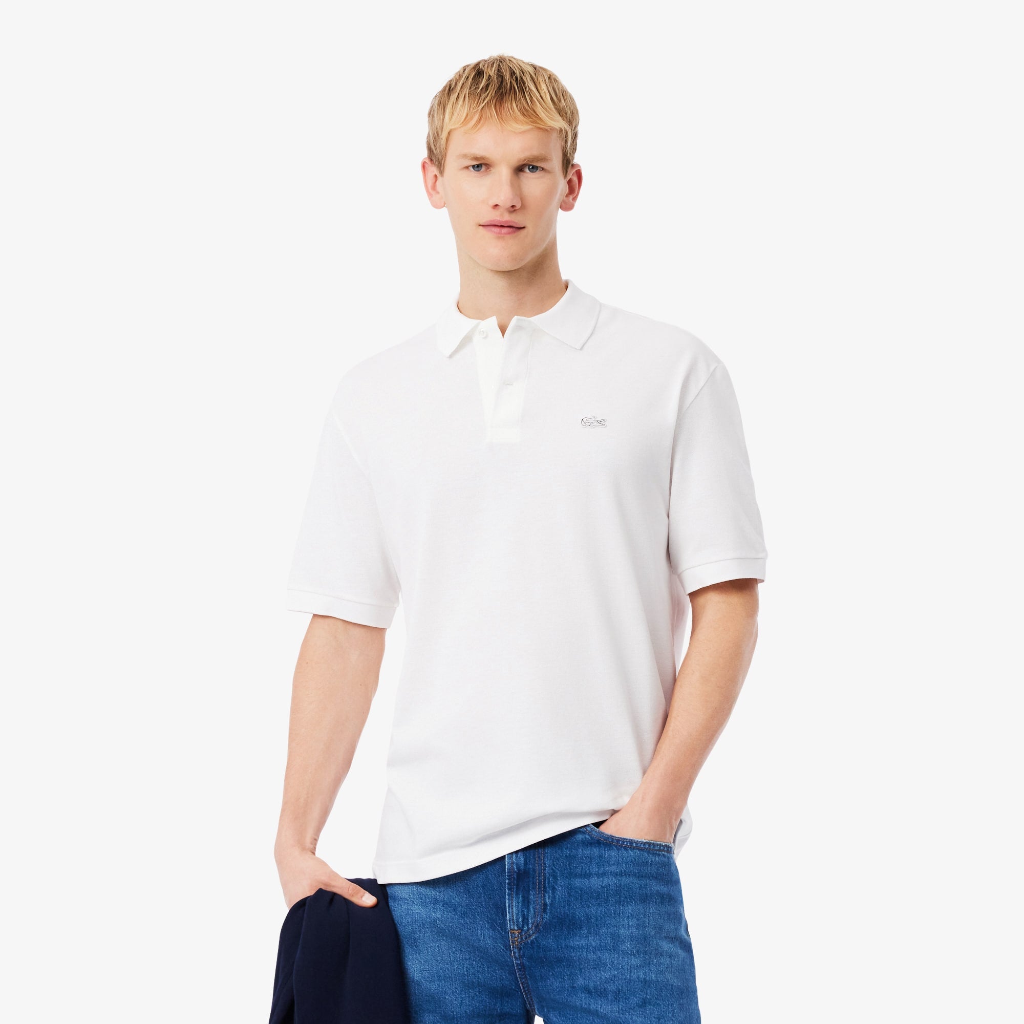 Men's Loose Fit Heavy Piqué Polo - White