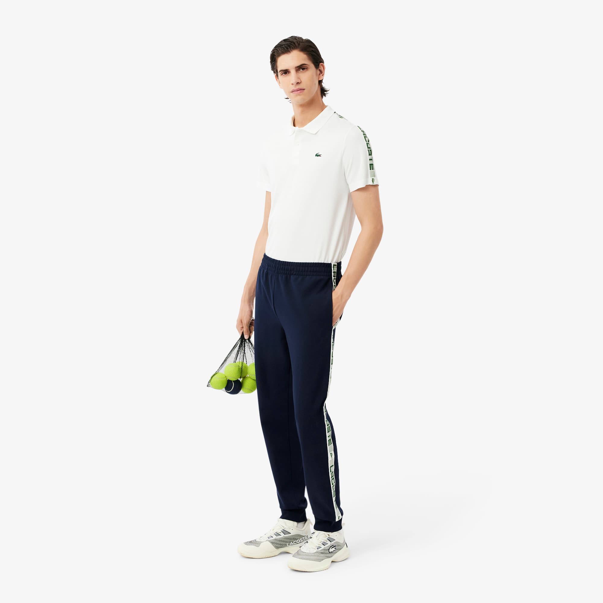 Men's Tennis Logo Stripe Tracksuit Pants - Navy Blue