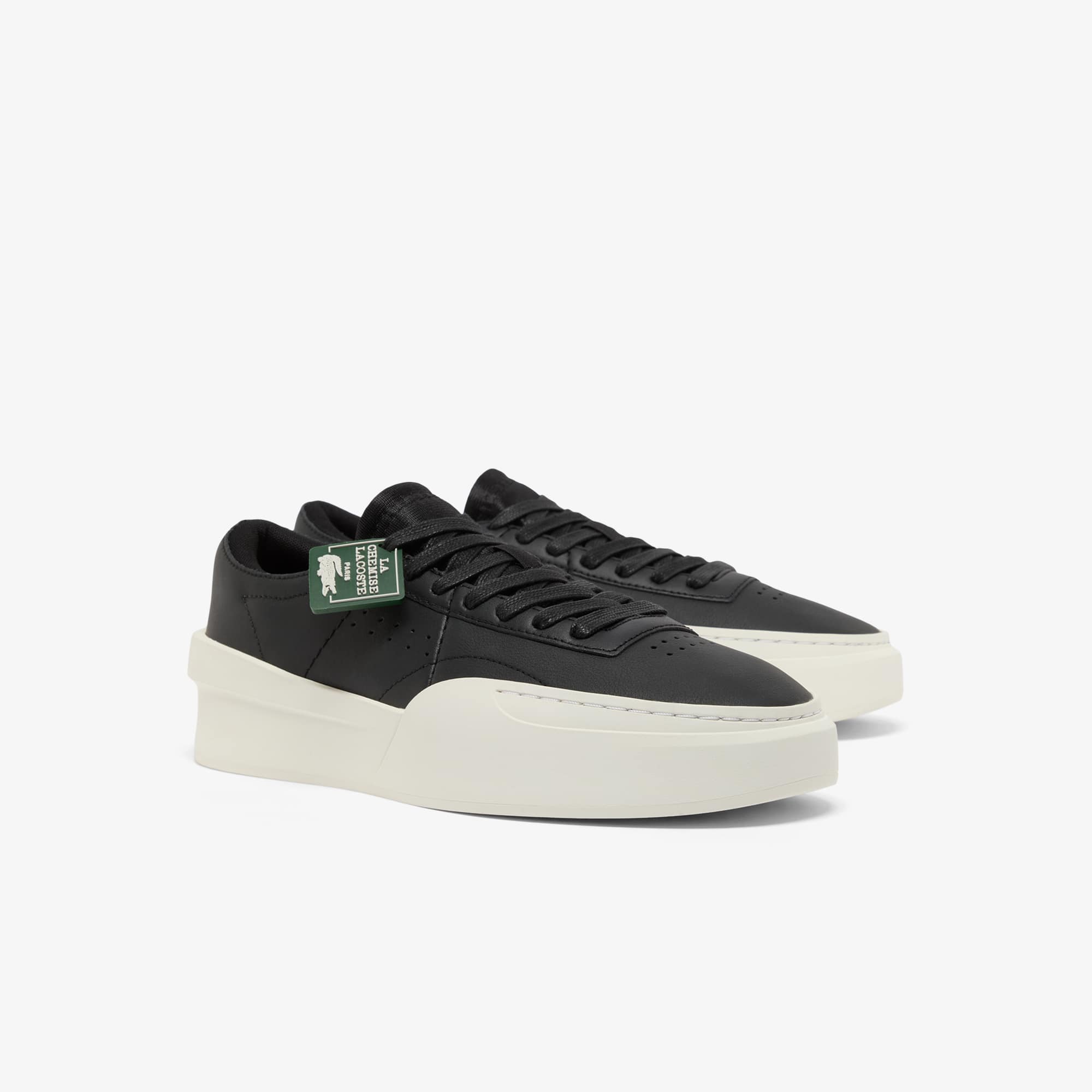 Men's Aura Club Leather Sneakers - BLACK/OFFWHITE