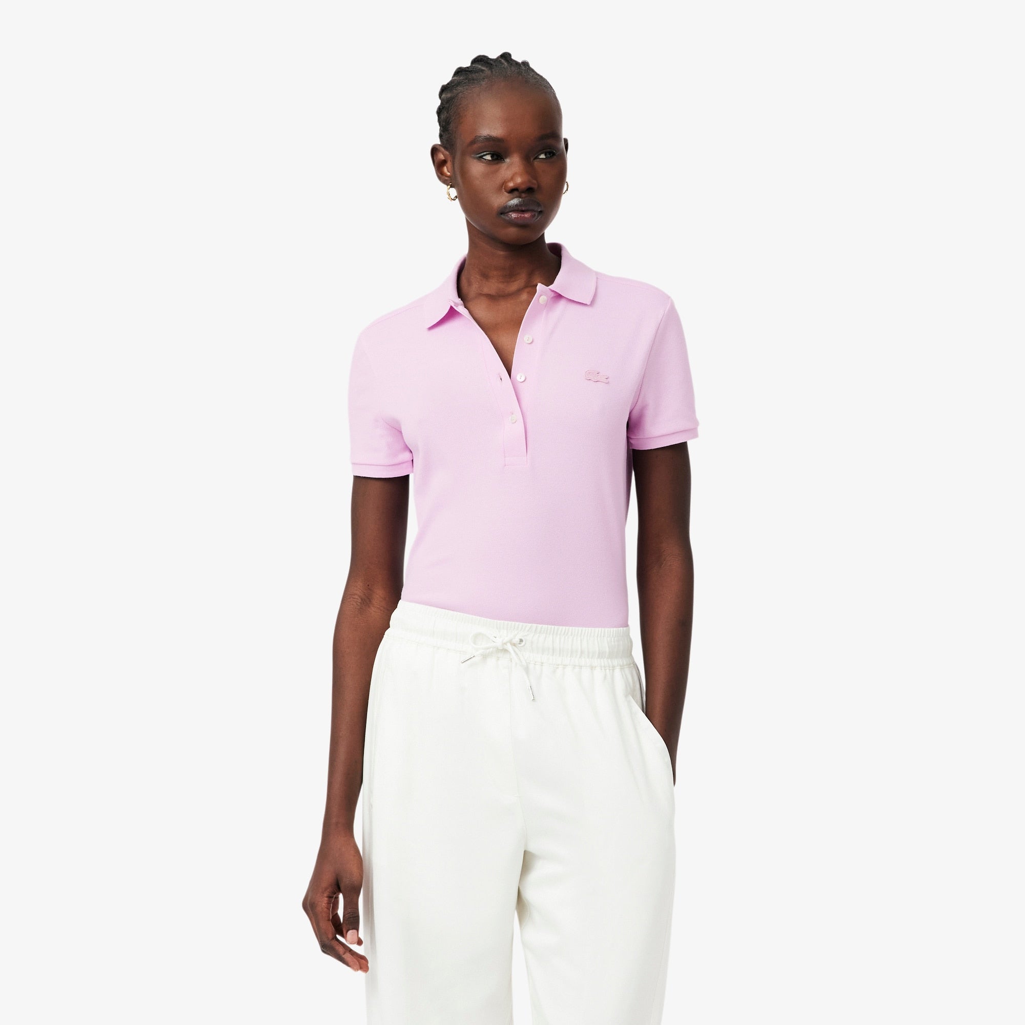 Women's L.12.D Slim Fit Stretch Mini Piqué Polo - Pink