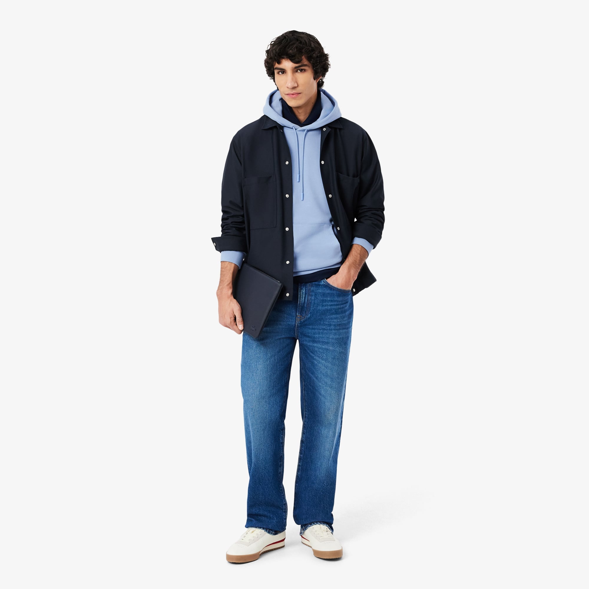 Men's Cotton Fleece Hoodie - Light Blue