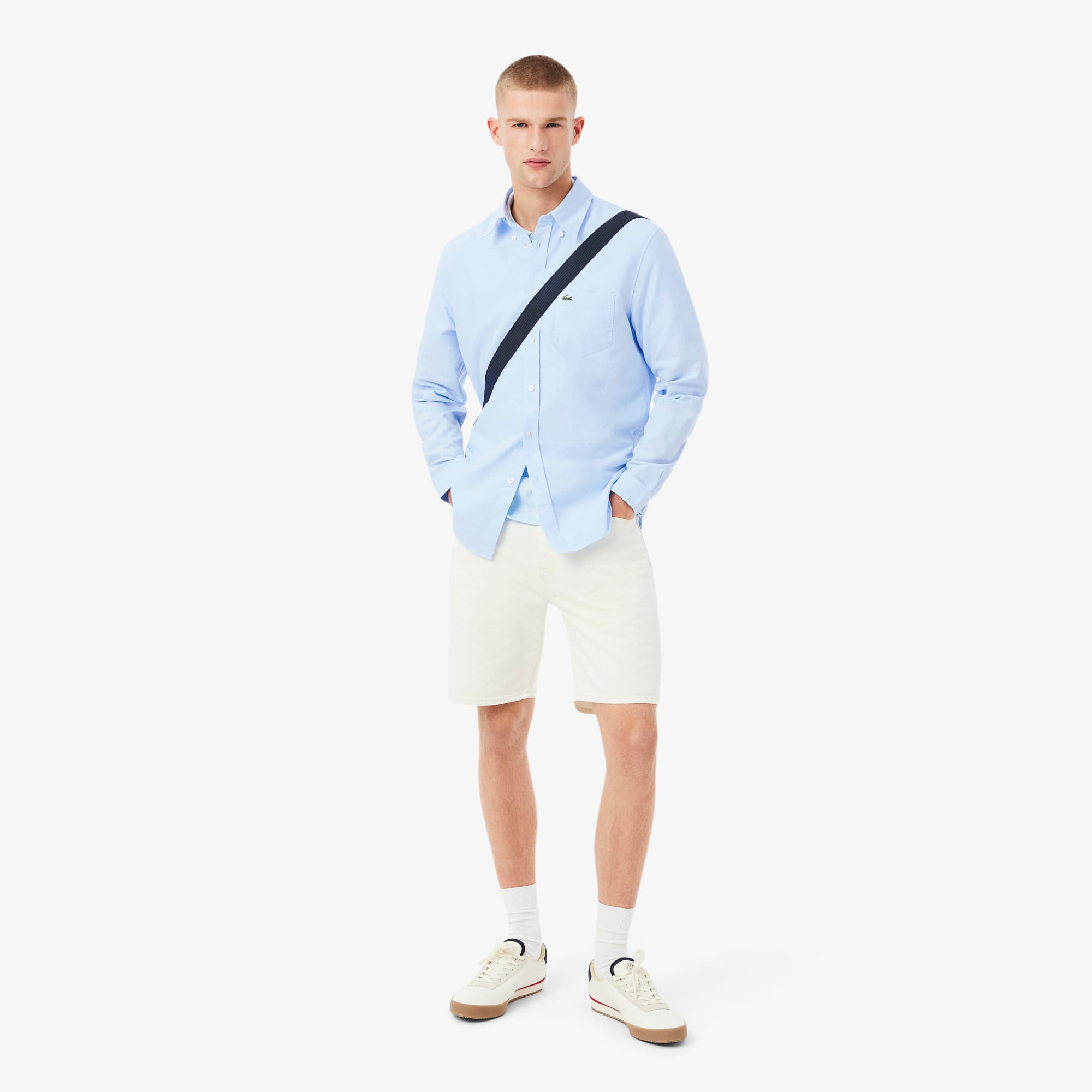 Men's Regular Fit Oxford Shirt - White / Blue