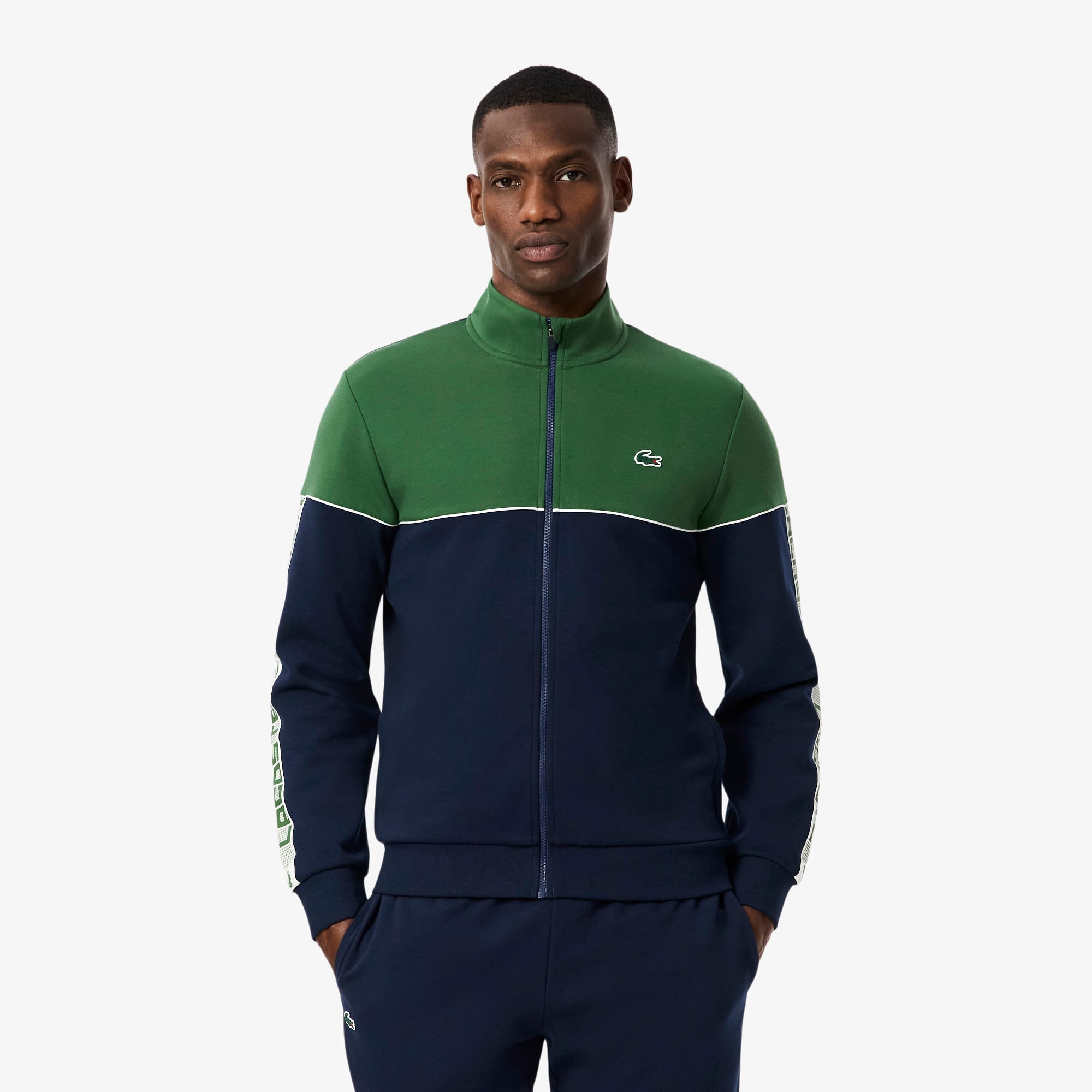 Men's Tennis Zip-Up Colorblock Sweatshirt - Navy Blue / Green