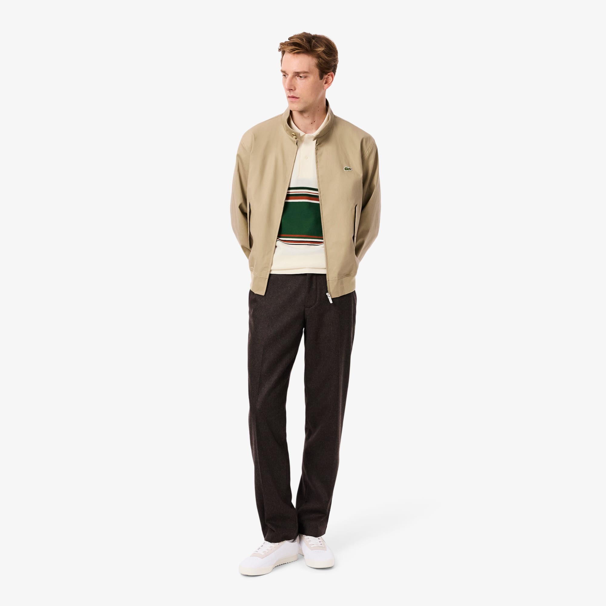 Men's Made In France Classic Fit Striped Polo - Cream