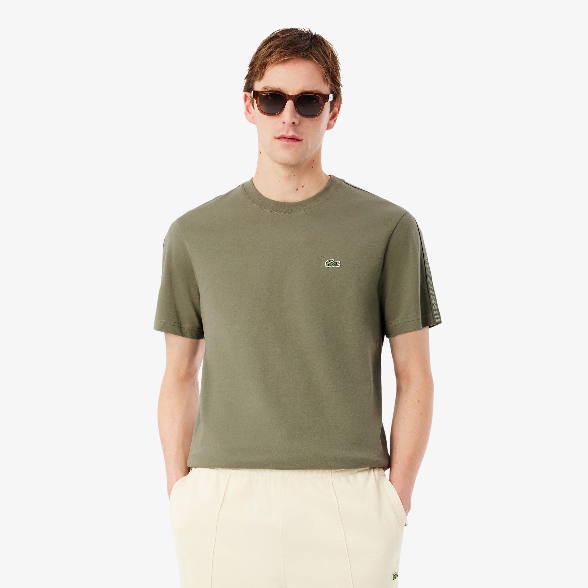 Branded Stripe Band T-Shirt - Khaki Green