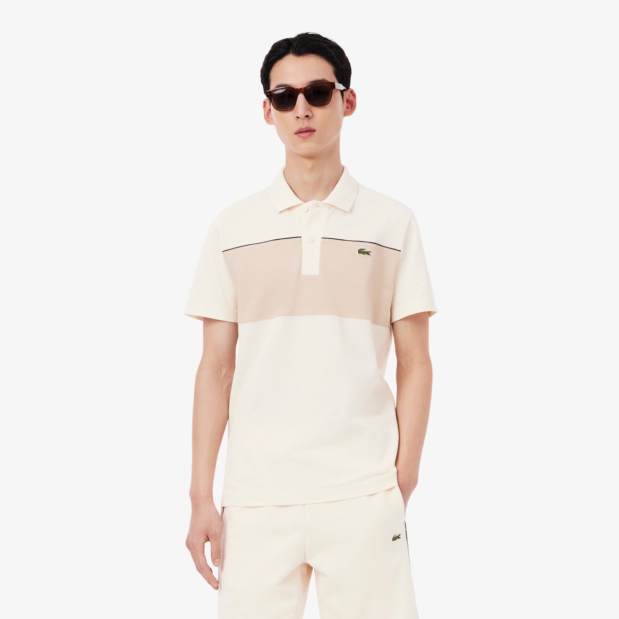 Regular Fit Colorblock Piqué Polo - Beige