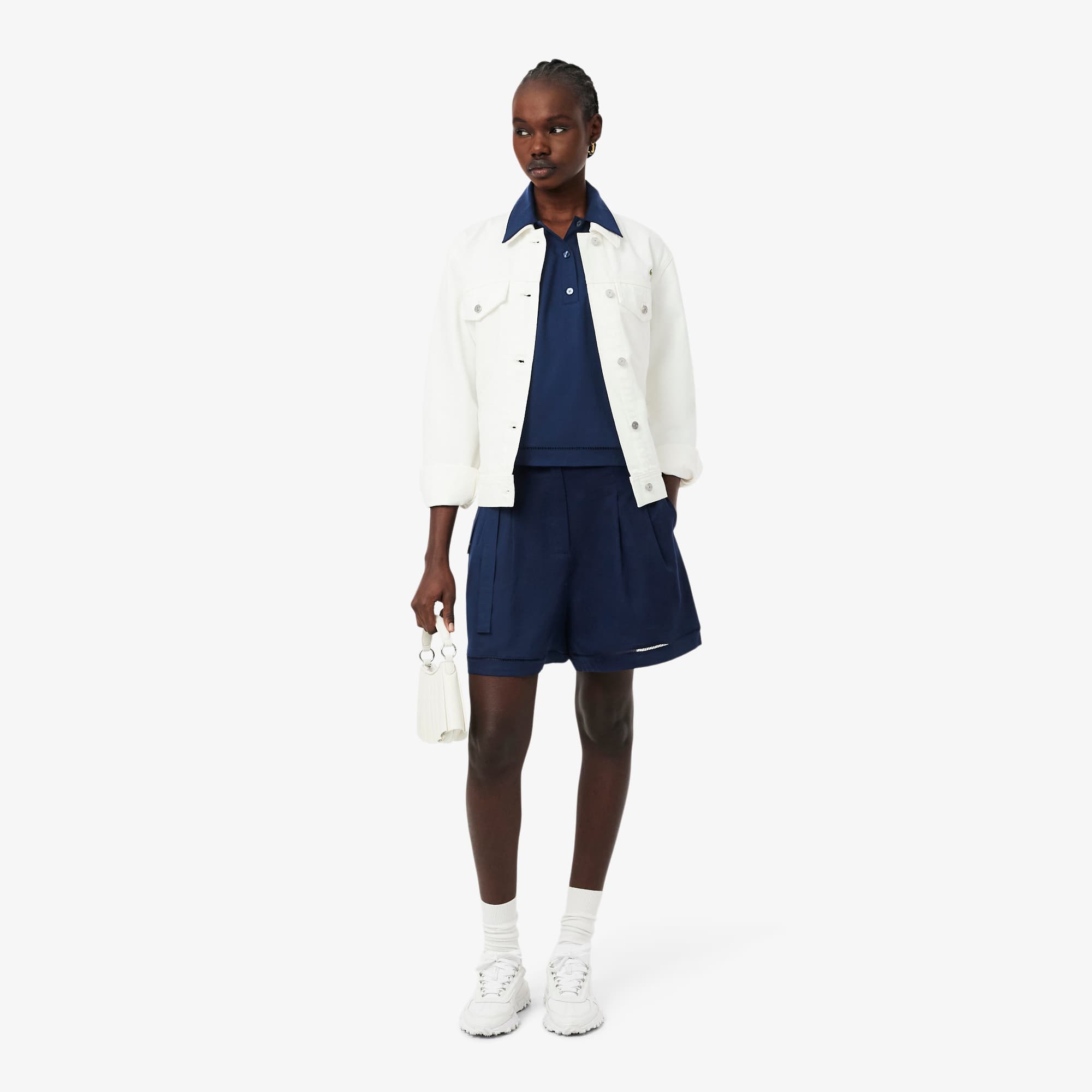 Oversized Fluid Twill Polo - Navy Blue