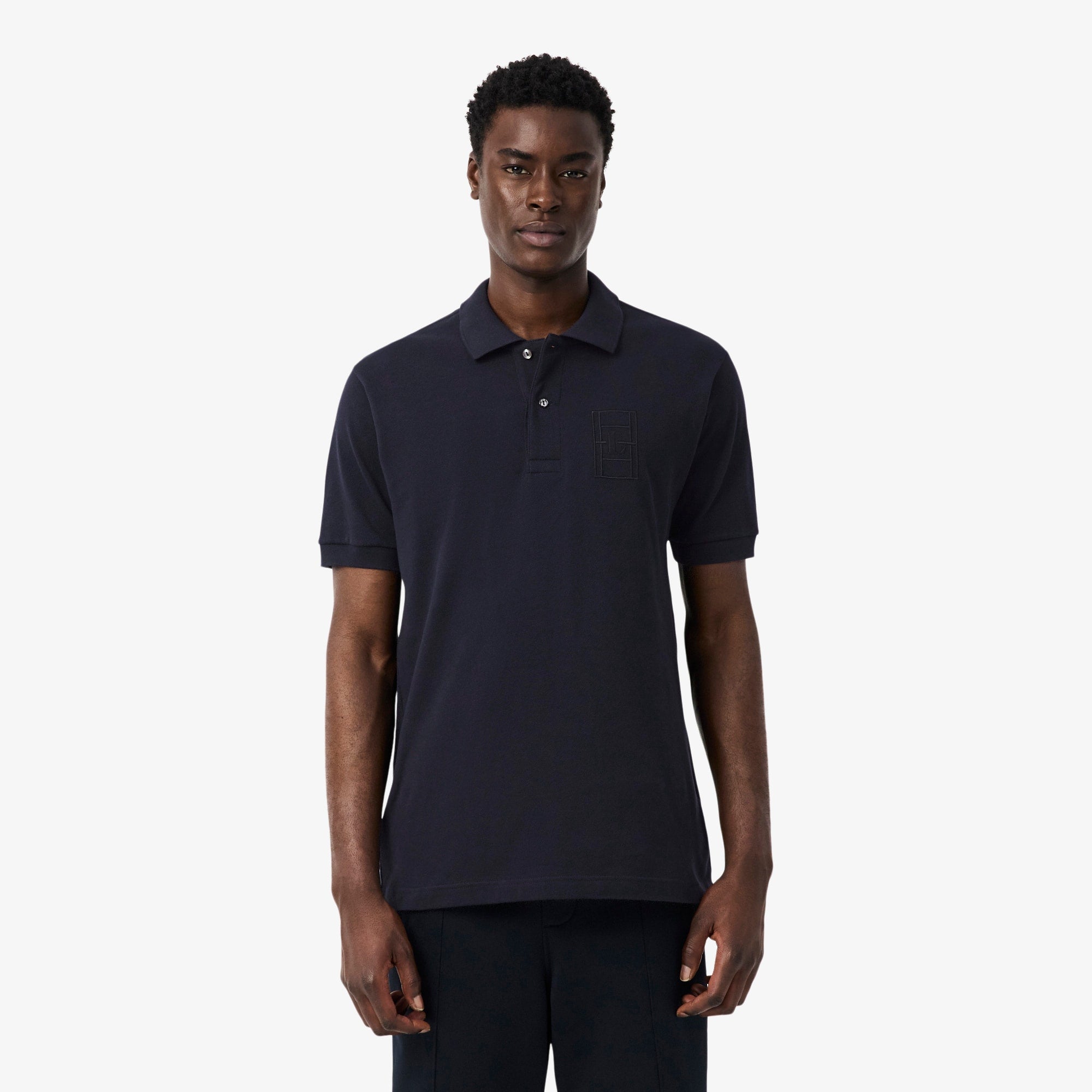 Classic Fit Embroidery Detail Petit Piqué Polo - Black