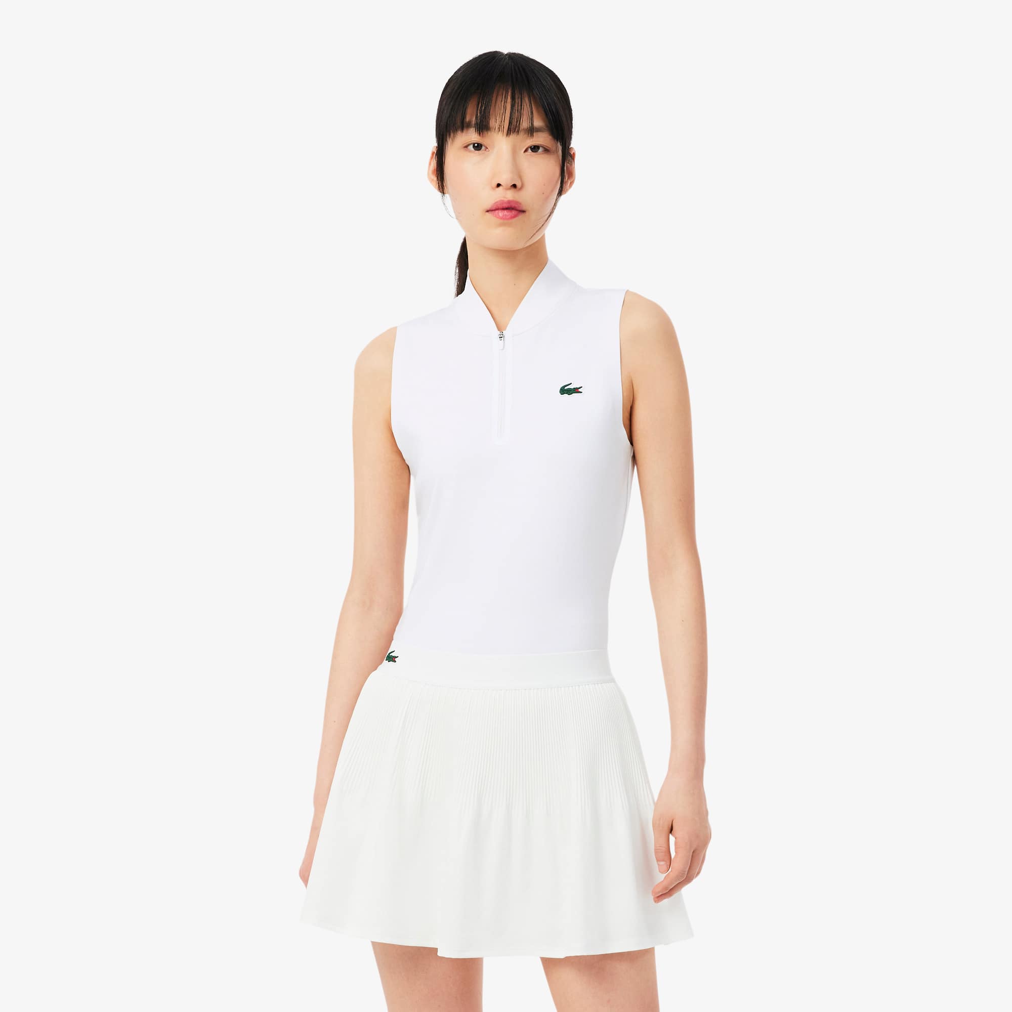 Sleeveless Ultra Dry Stretch Tennis Polo - White