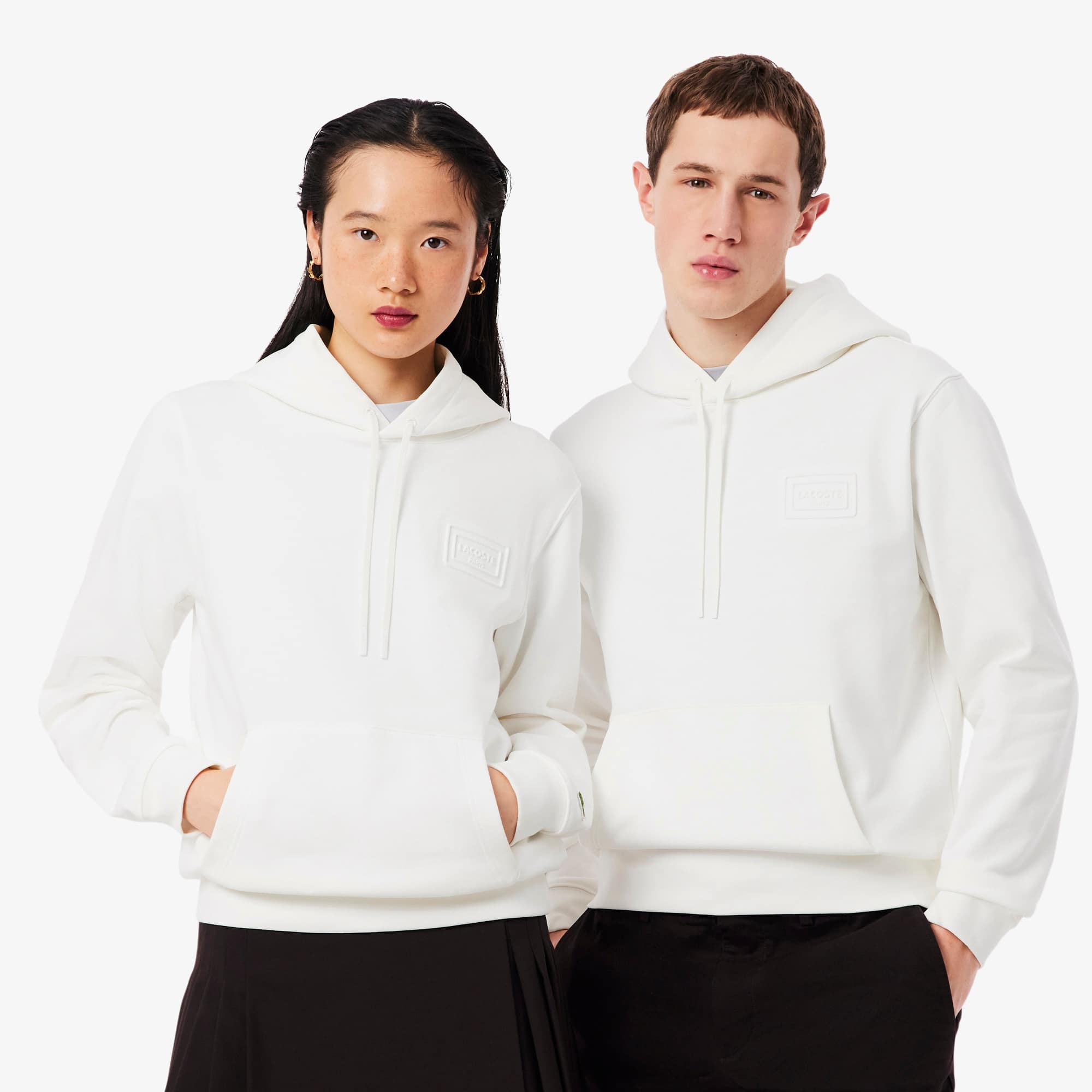 Embossed Branding Hoodie - White
