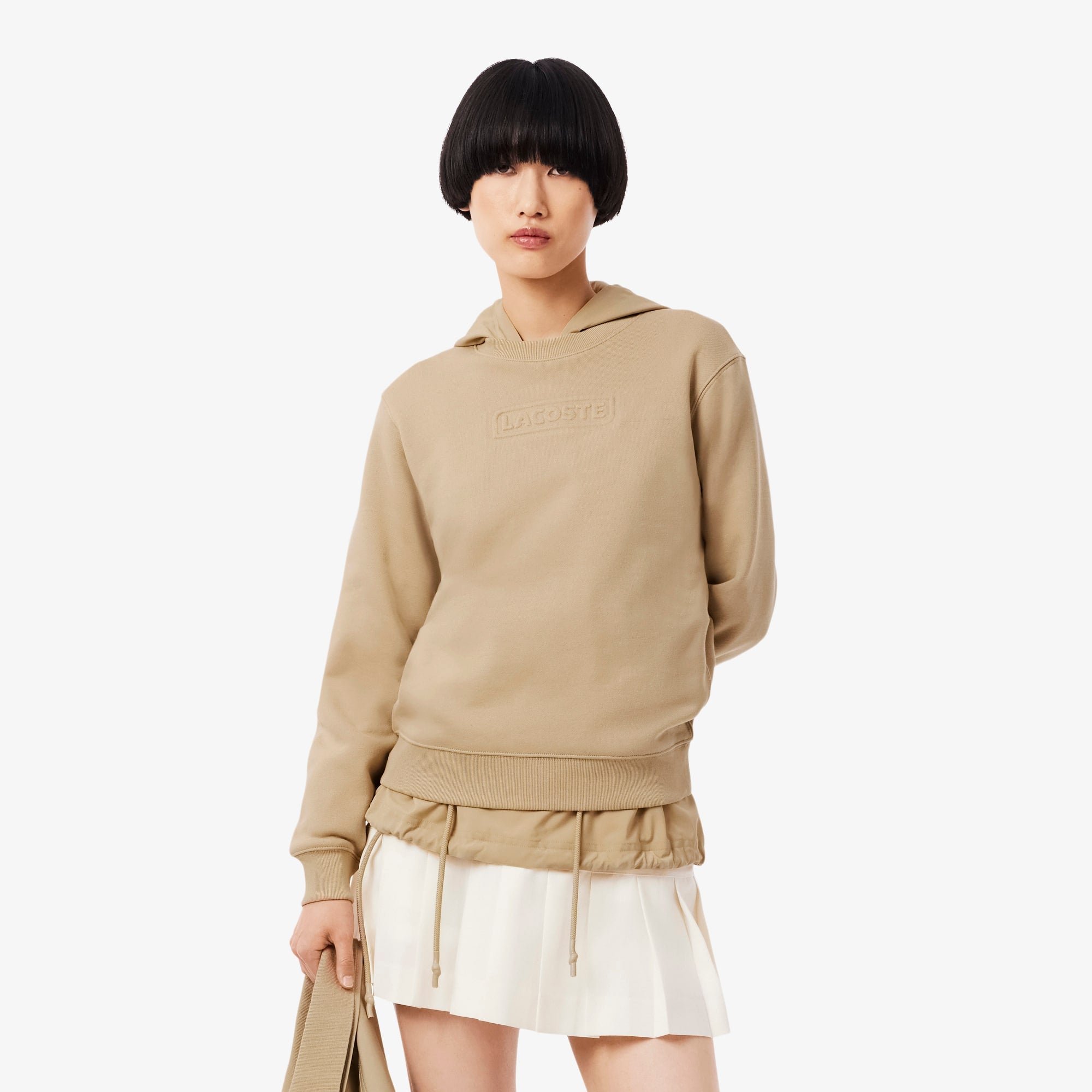 Women's Embossed Logo Cotton Sweatshirt - Beige