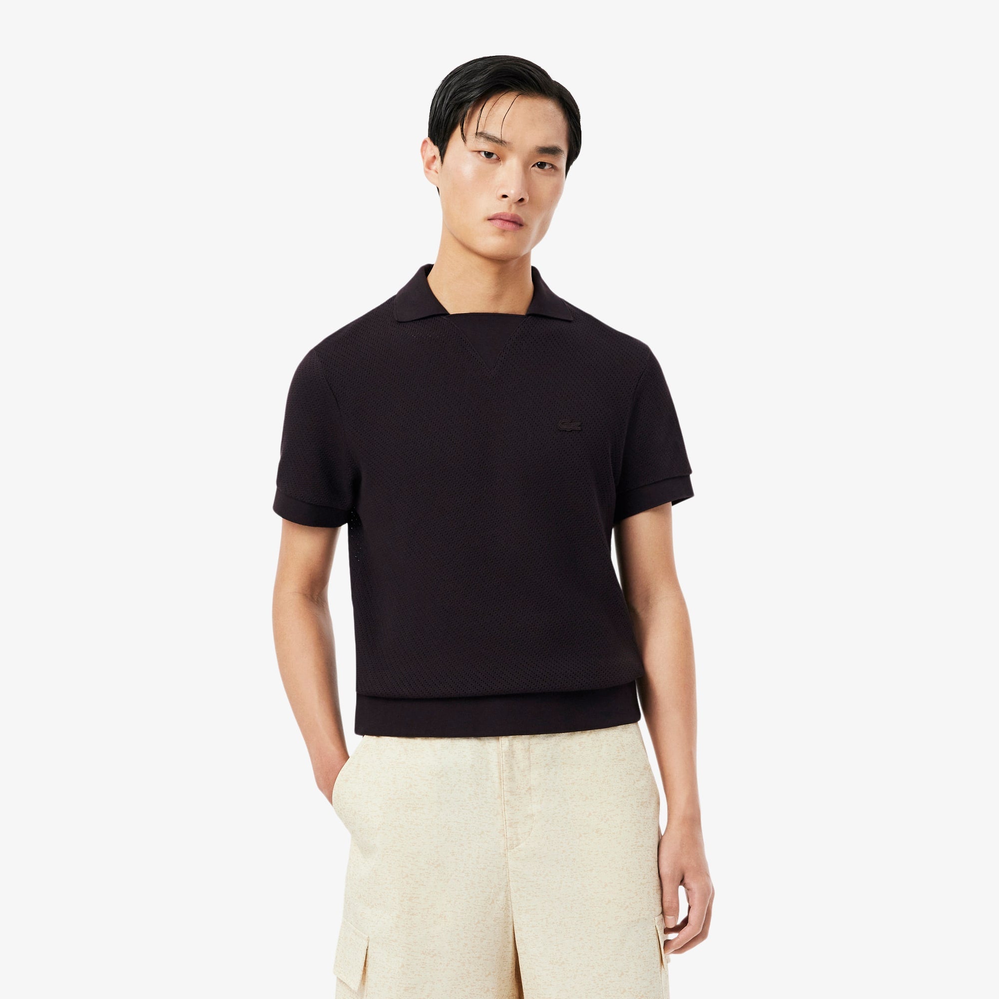 Regular Fit Lacy Cotton Polo - Brown