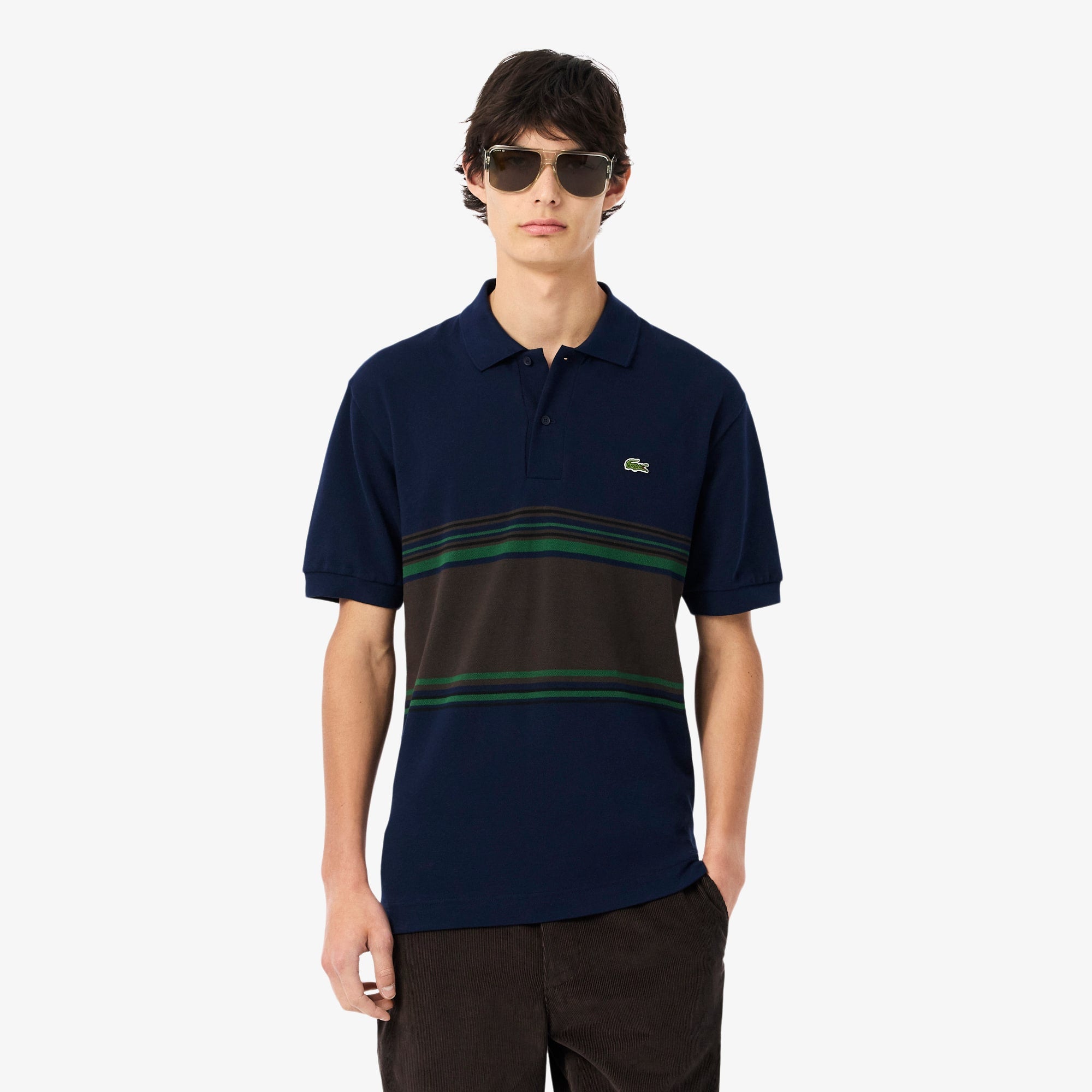 Men's Made In France Classic Fit Striped Polo - Navy Blue