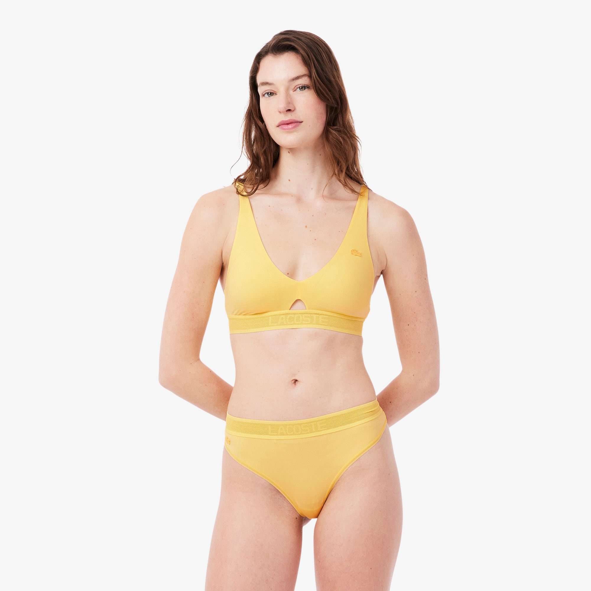 Perforated Band Microfiber Bra - Pastel yellow