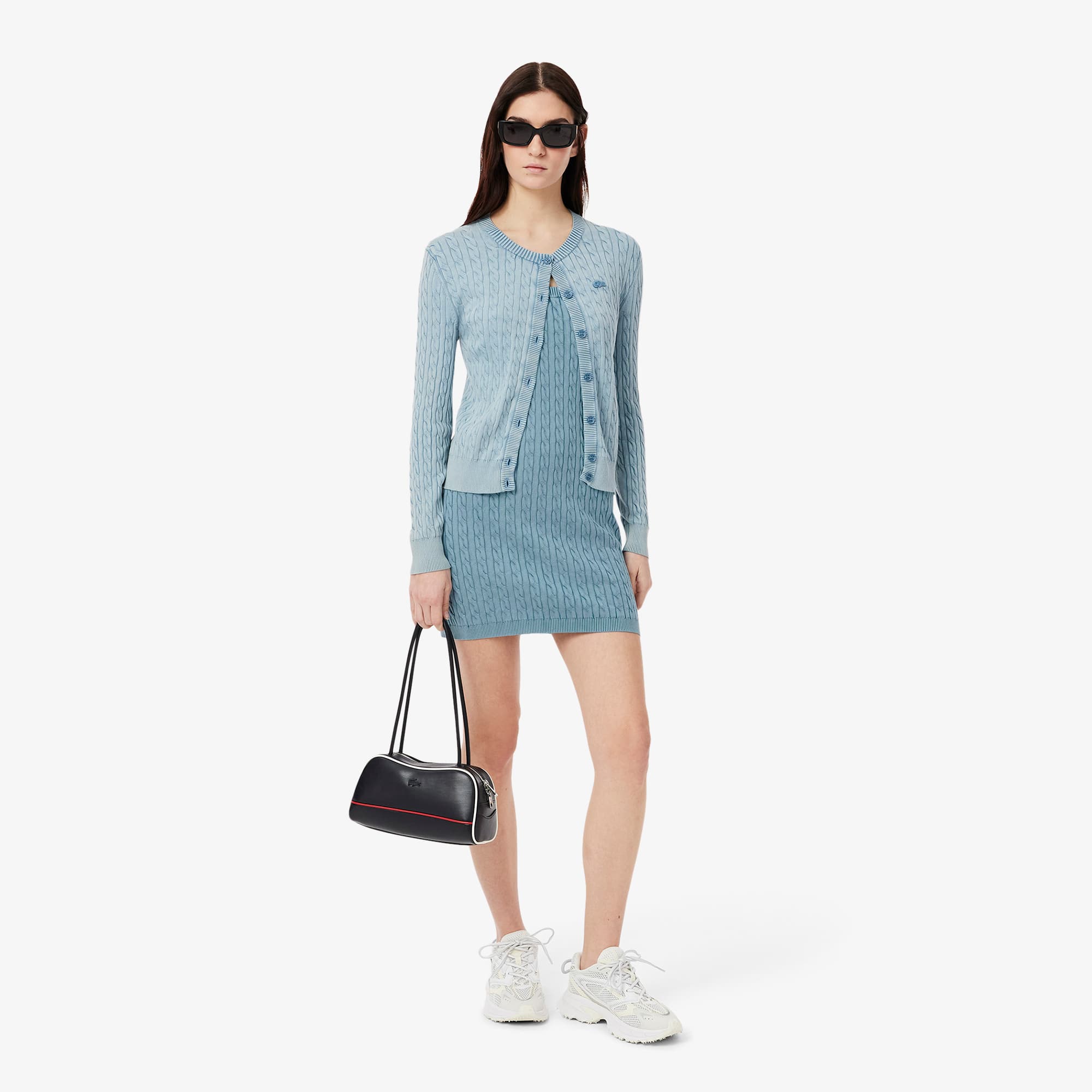 Women's Wash Effect Cable Knit Dress - Blue