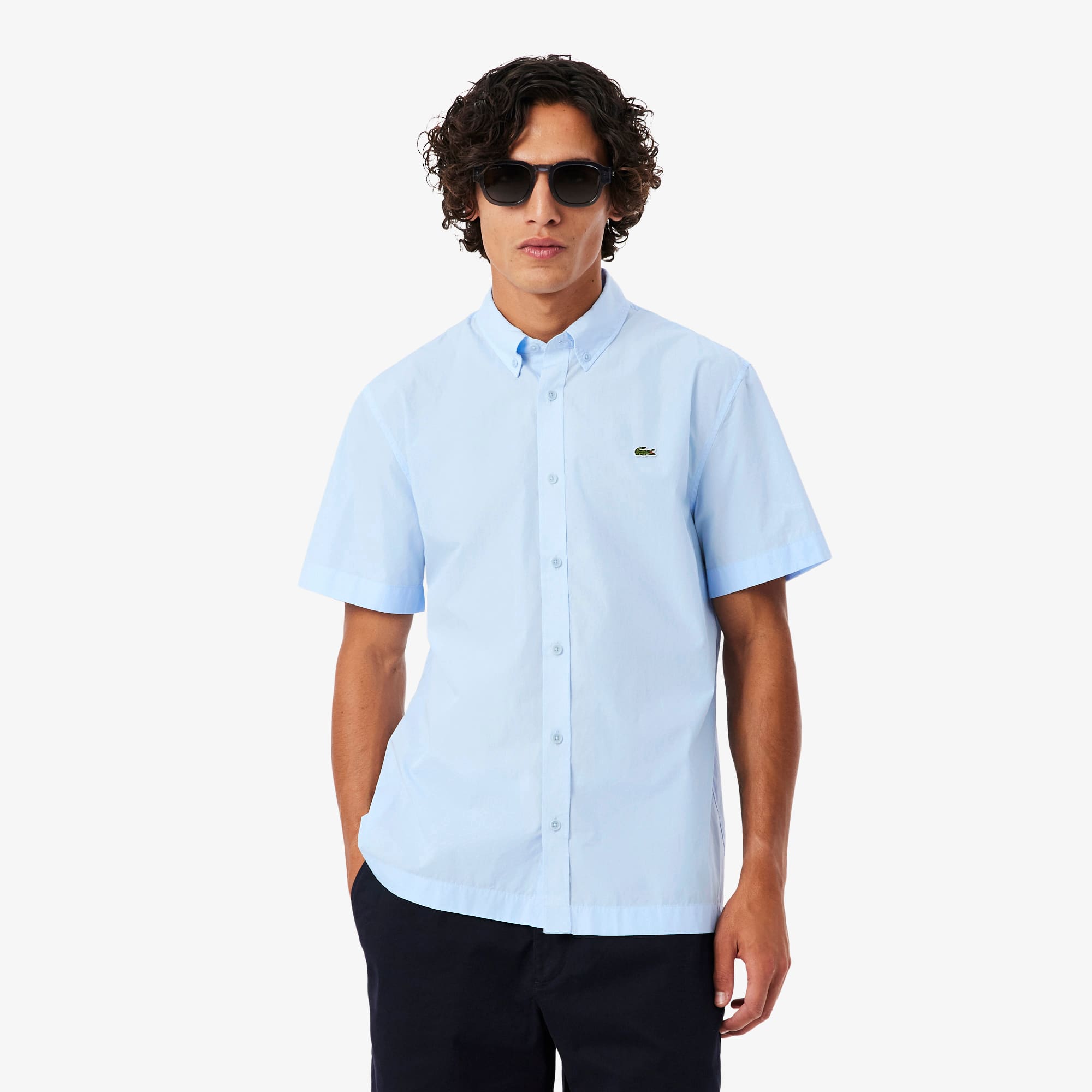 Regular Fit Short Sleeved Poplin Shirt - Light Blue