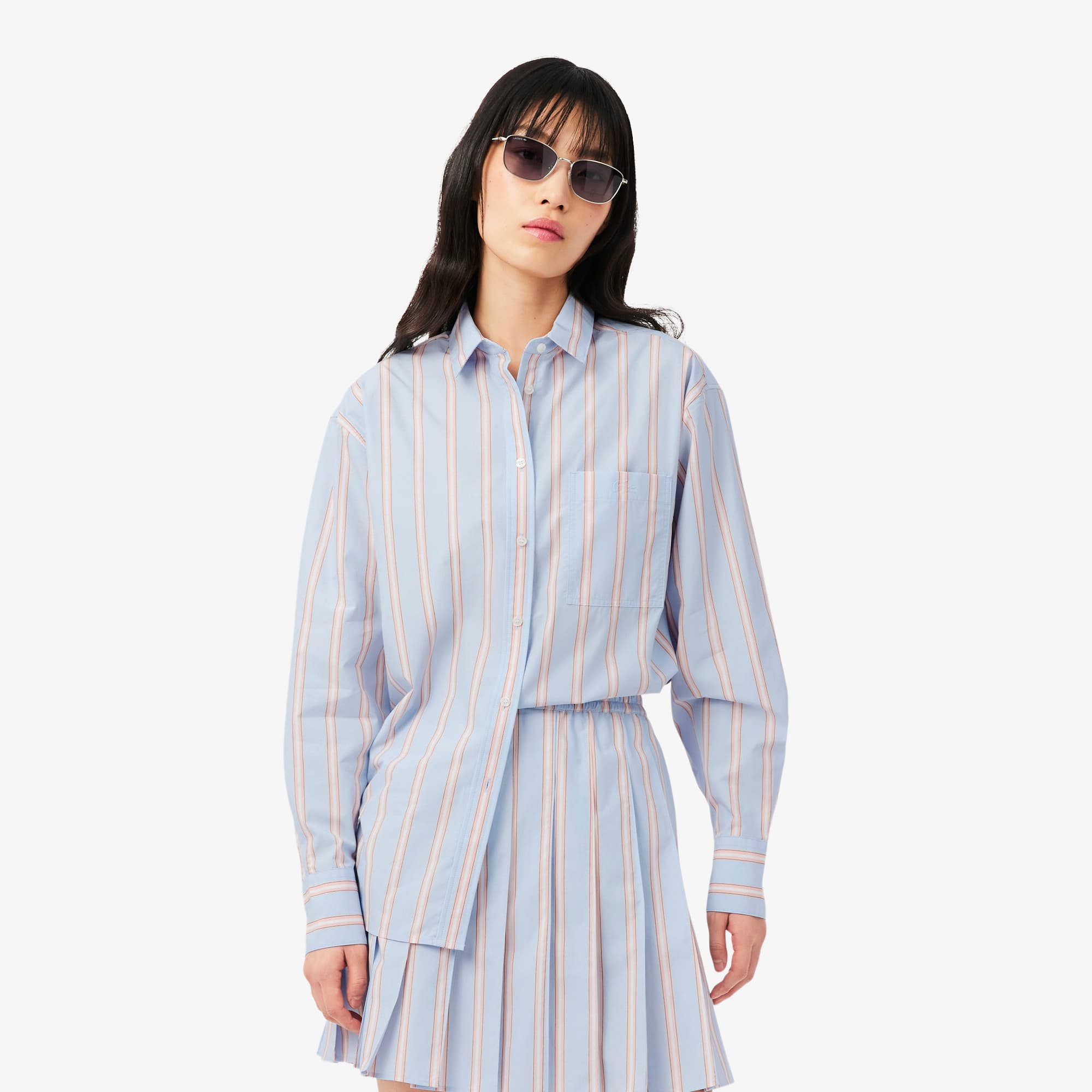 Oversized Cotton Poplin Shirt - Bleu Clair / Rose / Blanc / Noir
