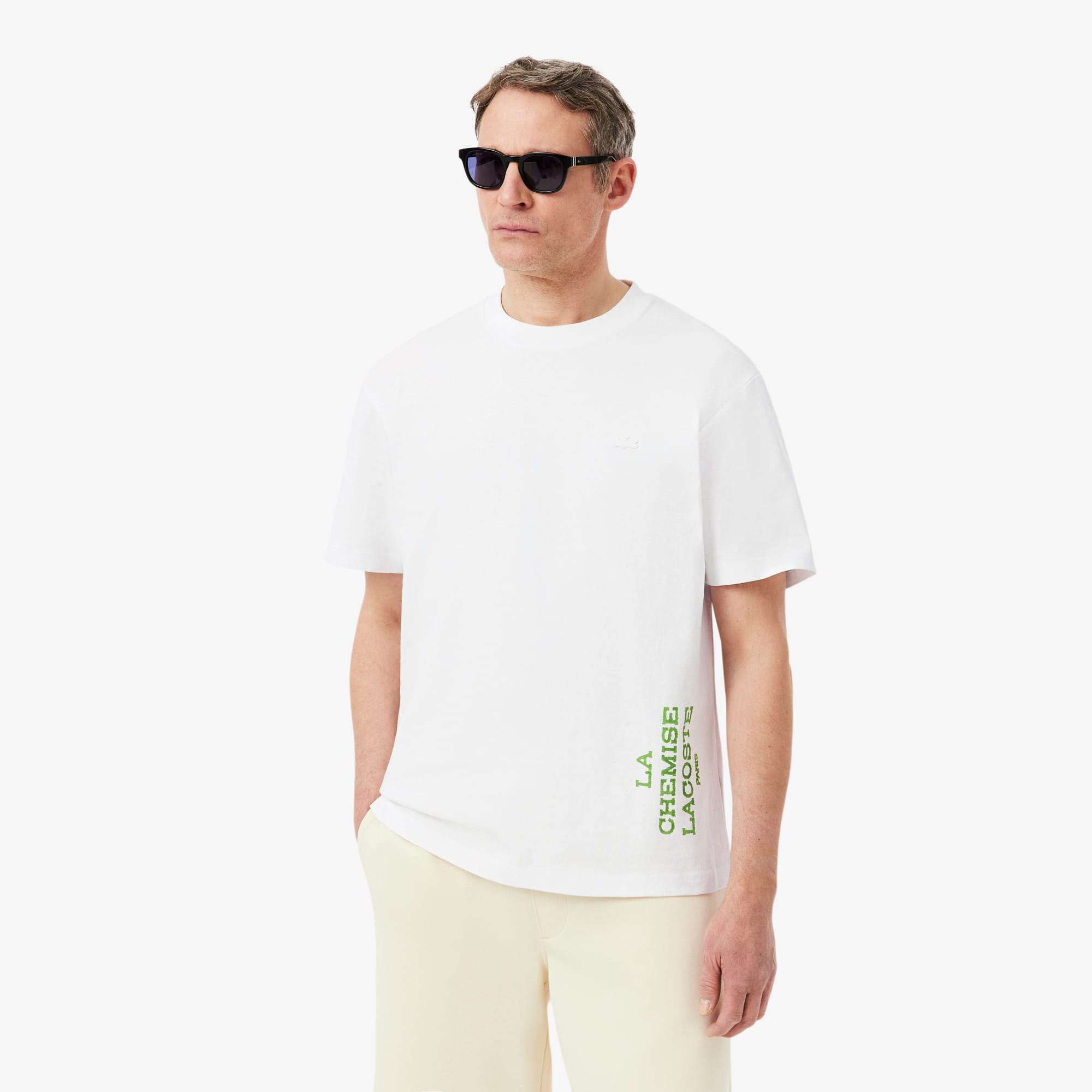 Relaxed Fit Printed Cotton T-Shirt - White