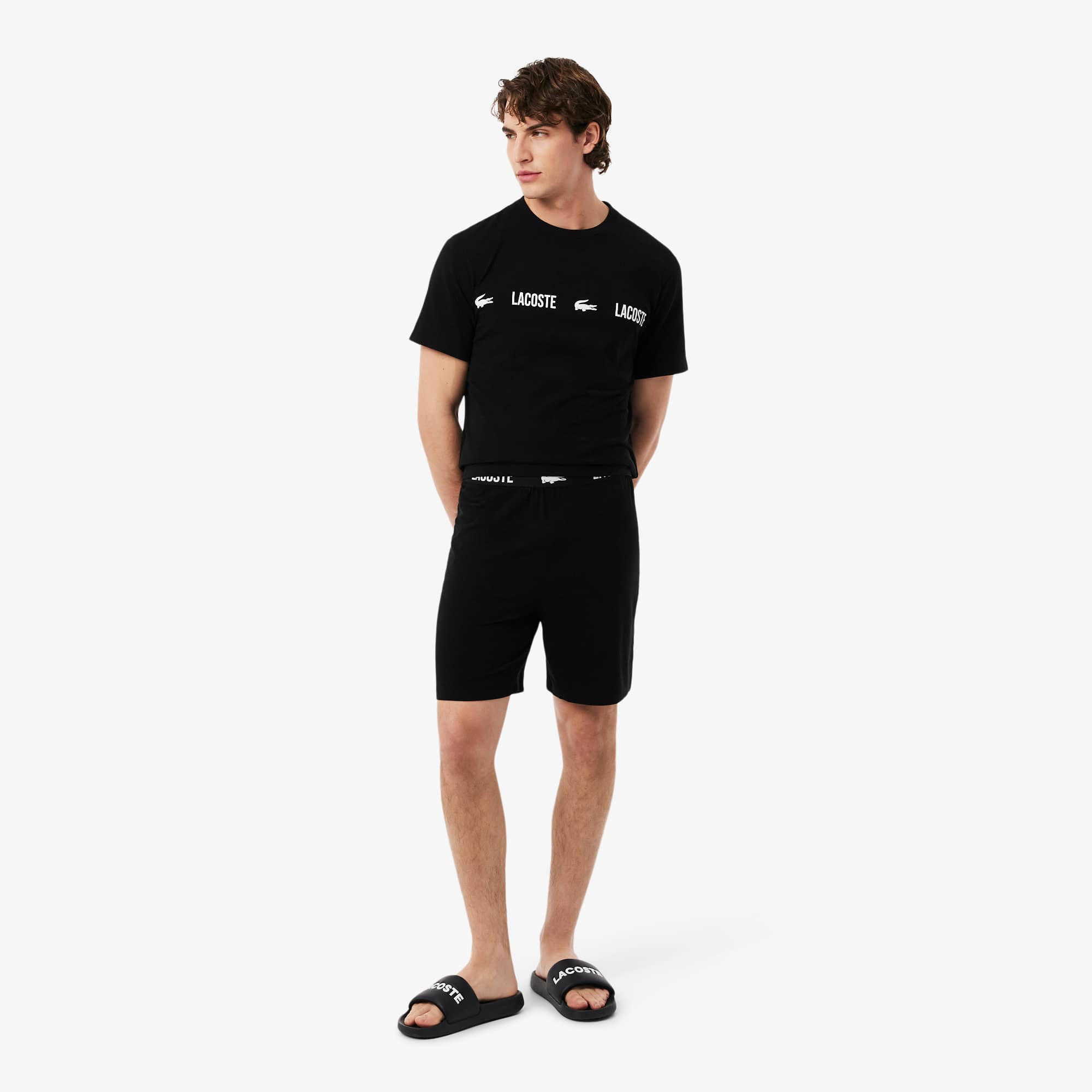 Men's Soft Cotton Pajama Shorts - Black