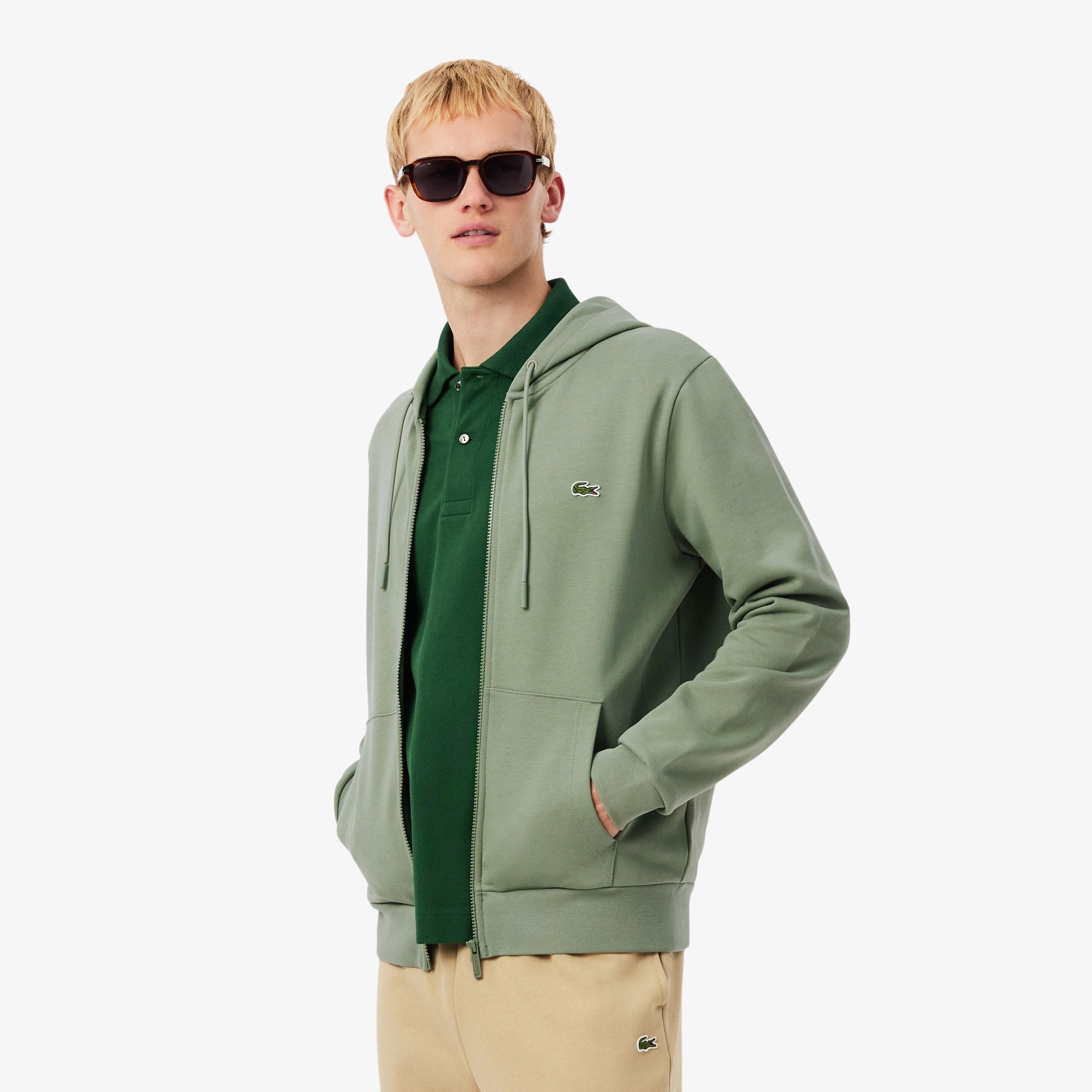 Men's Classic Fit Zip-Up Fleece Sweatshirt - Green