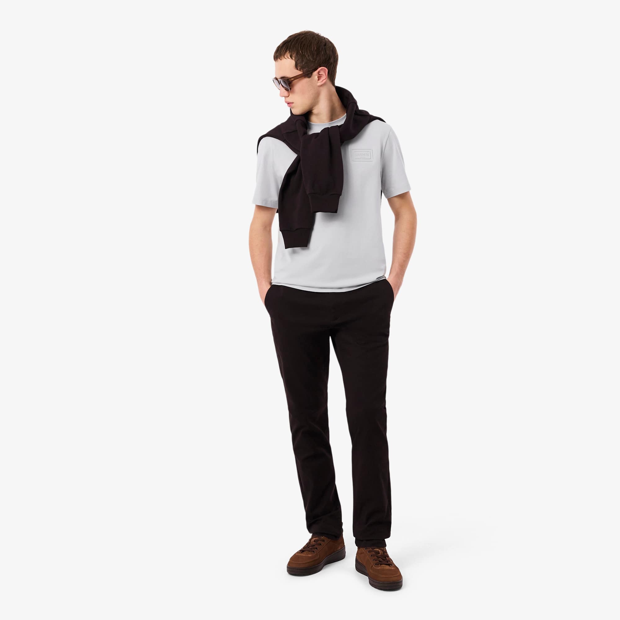 Embossed Branding Jersey T-Shirt - Light Grey