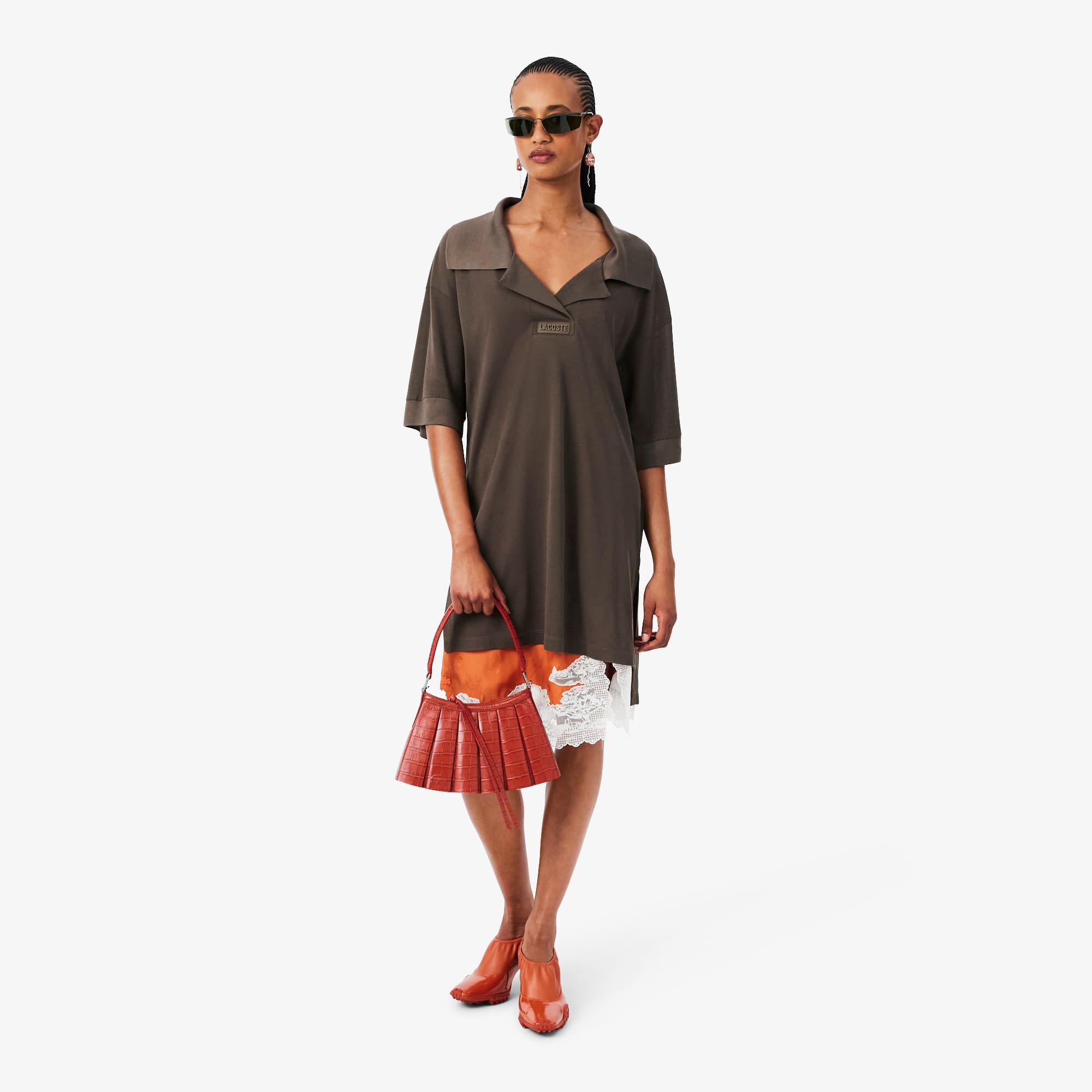 Runway Small Lenglen Effect Leather Bag - ORANGINE