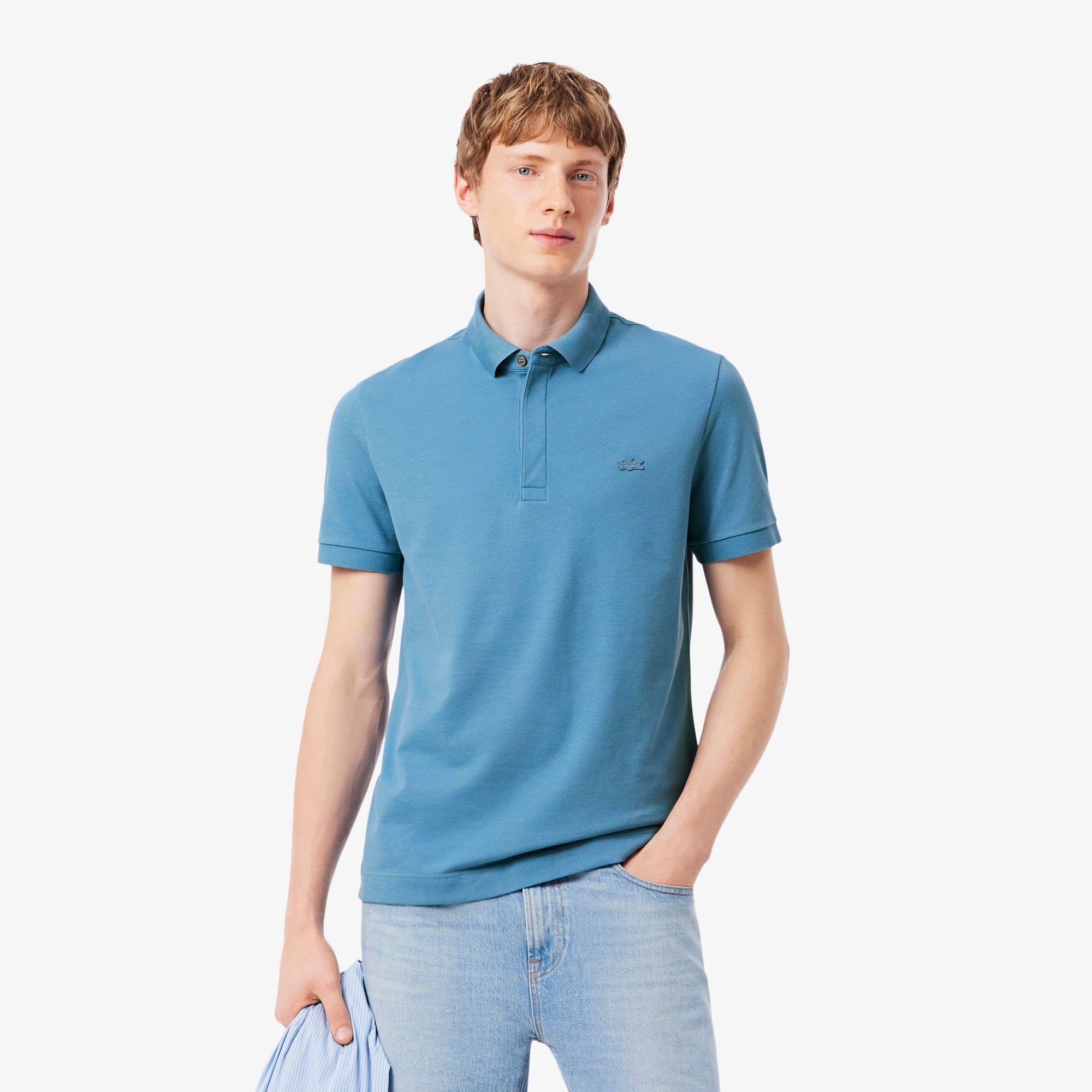 Men's Regular Fit Paris Stretch Piqué Polo - Bleu