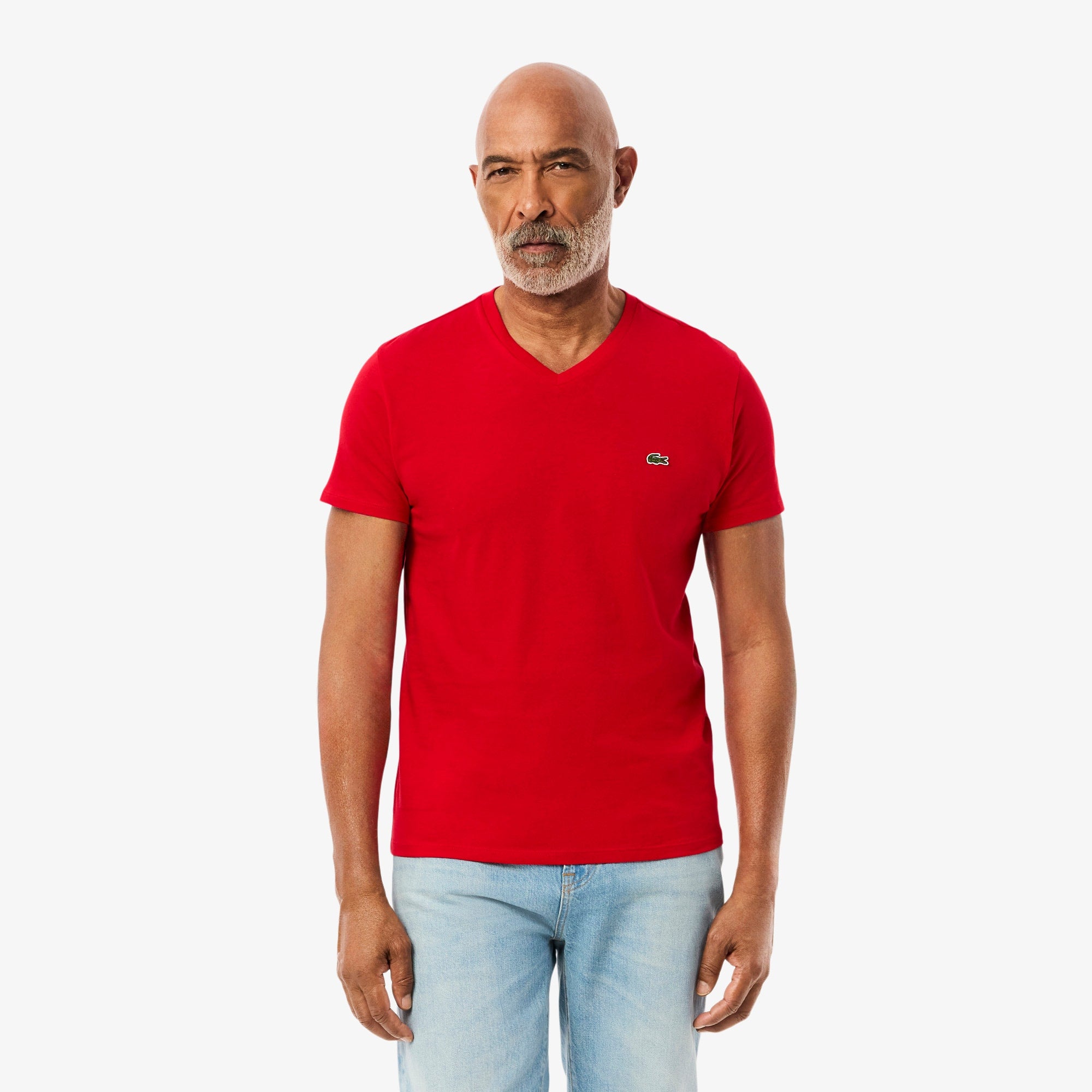 Men's Lightweight Pima Cotton V-Neck T-Shirt - Red